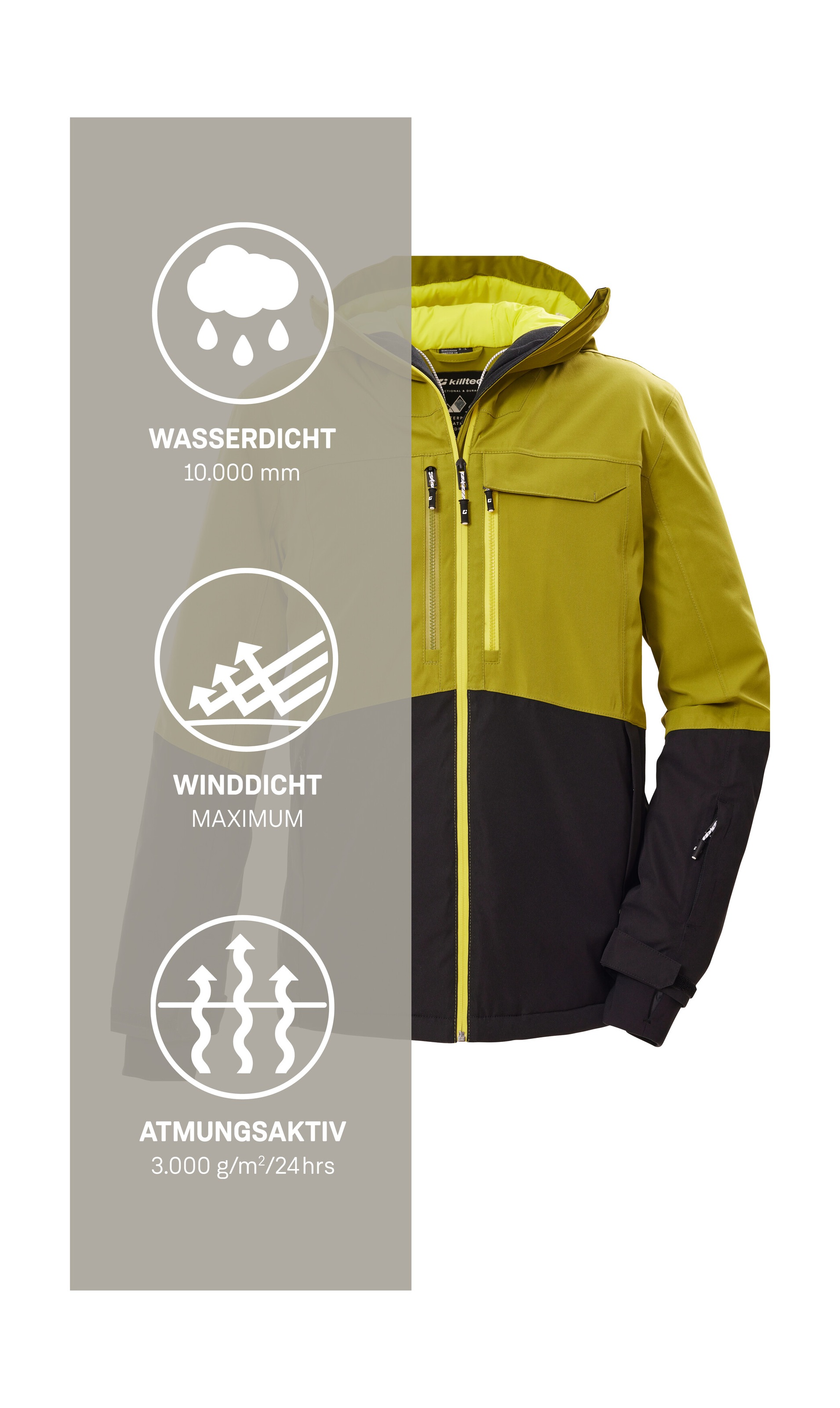 Killtec Veste de ski »KSW 280 MN SKI JCKT« veste homme imperméable avec pare-neige et Teflon EcoElite™