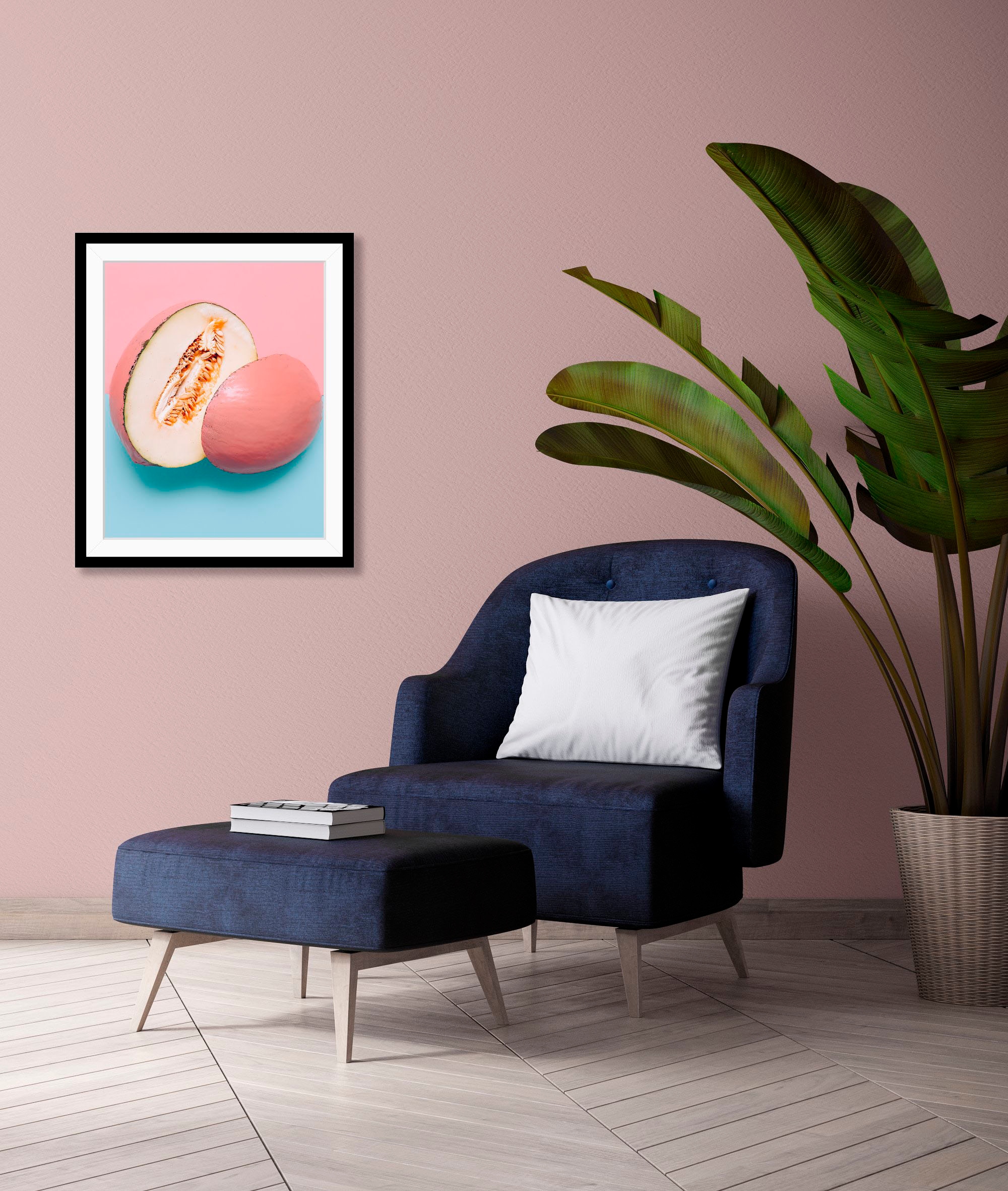 Image of queence Bild "Bennet" Essen Figuren Kunst Lebensmittel Obst Obst Bilder 1 Stk. tlg. HD Premium Poster-Druck inkl. Holzrahmen
