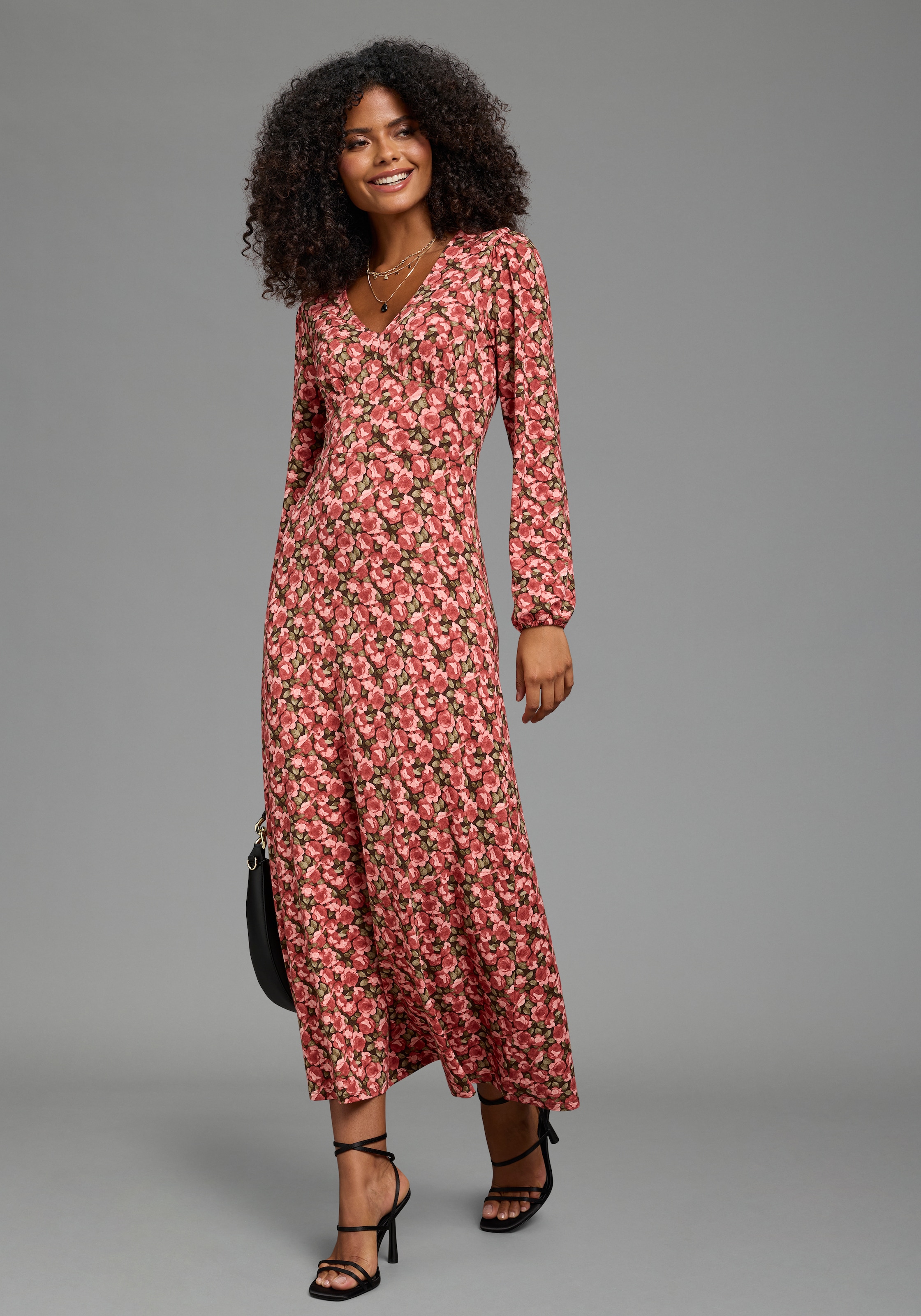 Laura Scott Robe midi »aus elastischer Shirt-Qualität« coupe près du corps avec imprimé floral