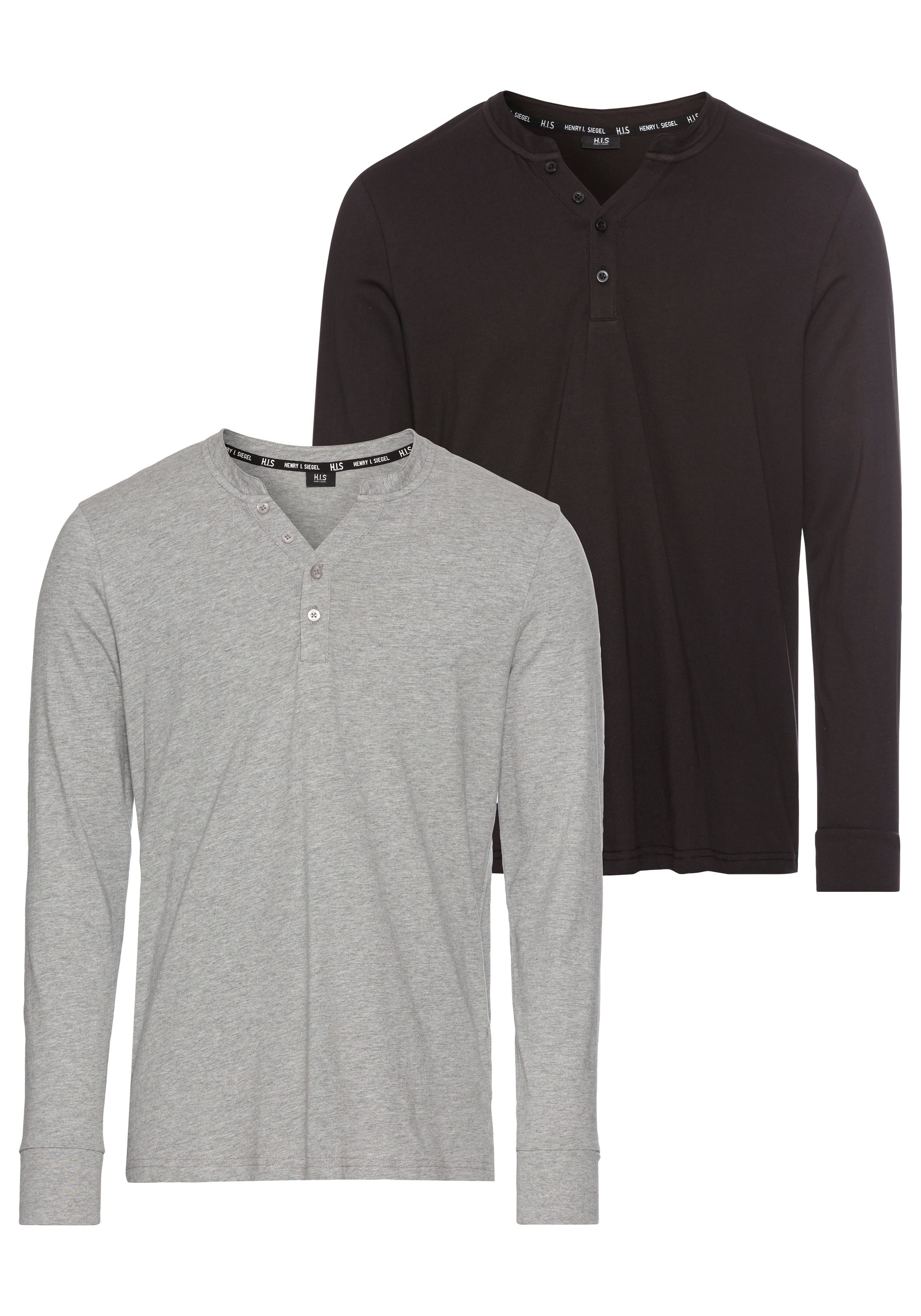 Image of H.I.S Henleyshirt 2-er Pack, mit Knopfleiste