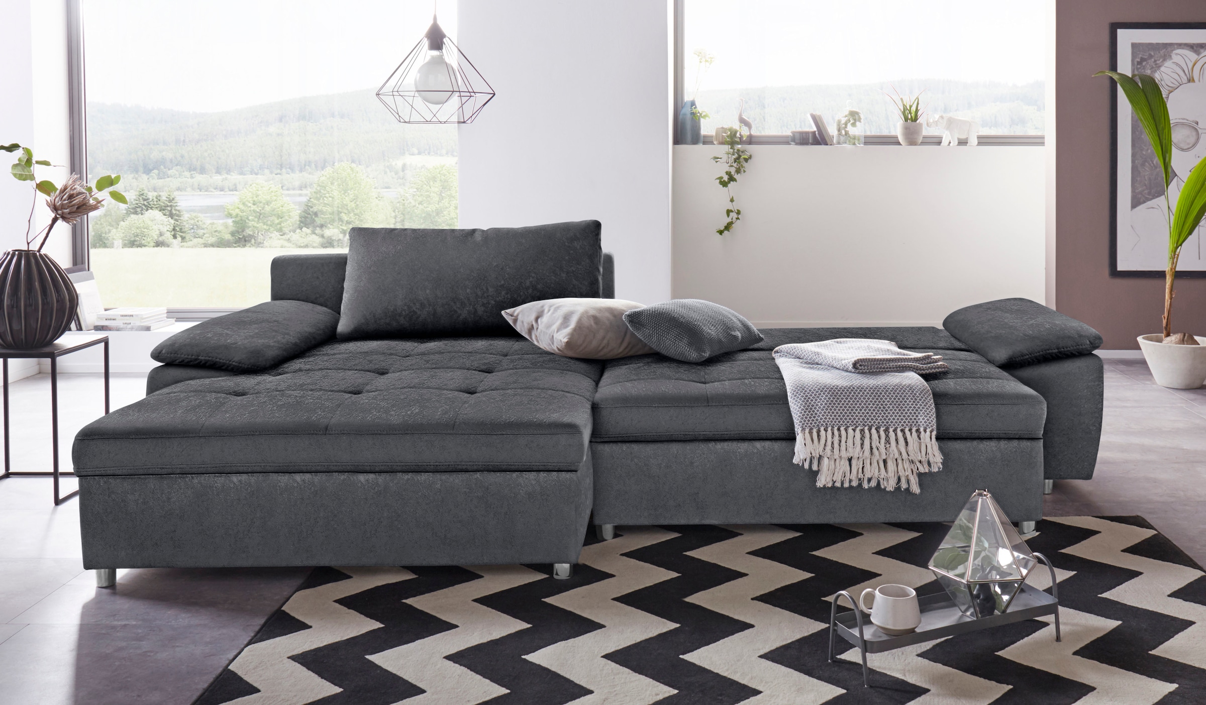 sit&more Ecksofa Labene, wahlweise mit Bettfunktion und Bettkasten, inkl. Rückenkissen