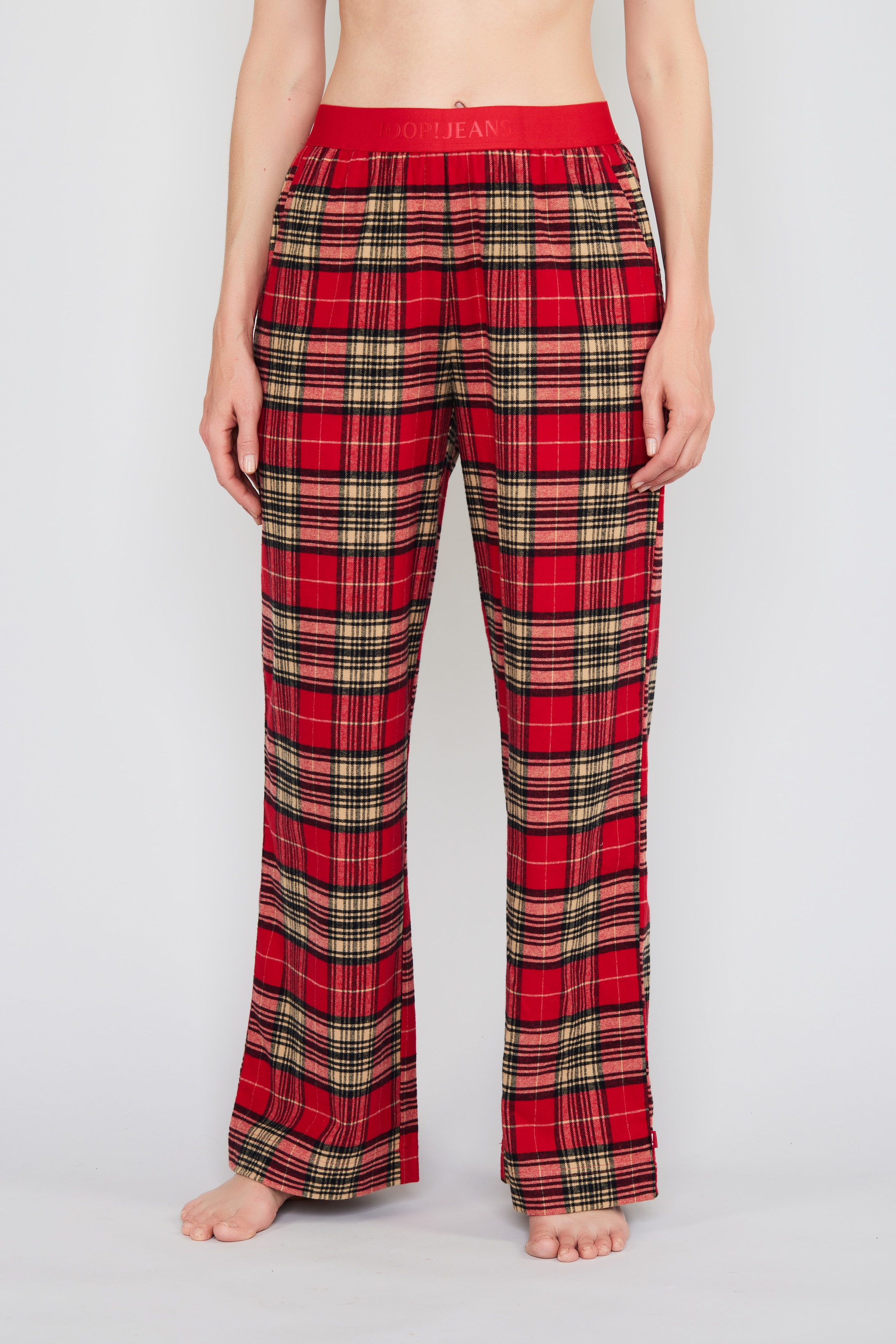 Image of JOOP Jeans Pyjamahose "After Dark (JOOP Jeans)" Karo-Design, Fleece-Qualität, weites Bein, elastischer Logo-Bund