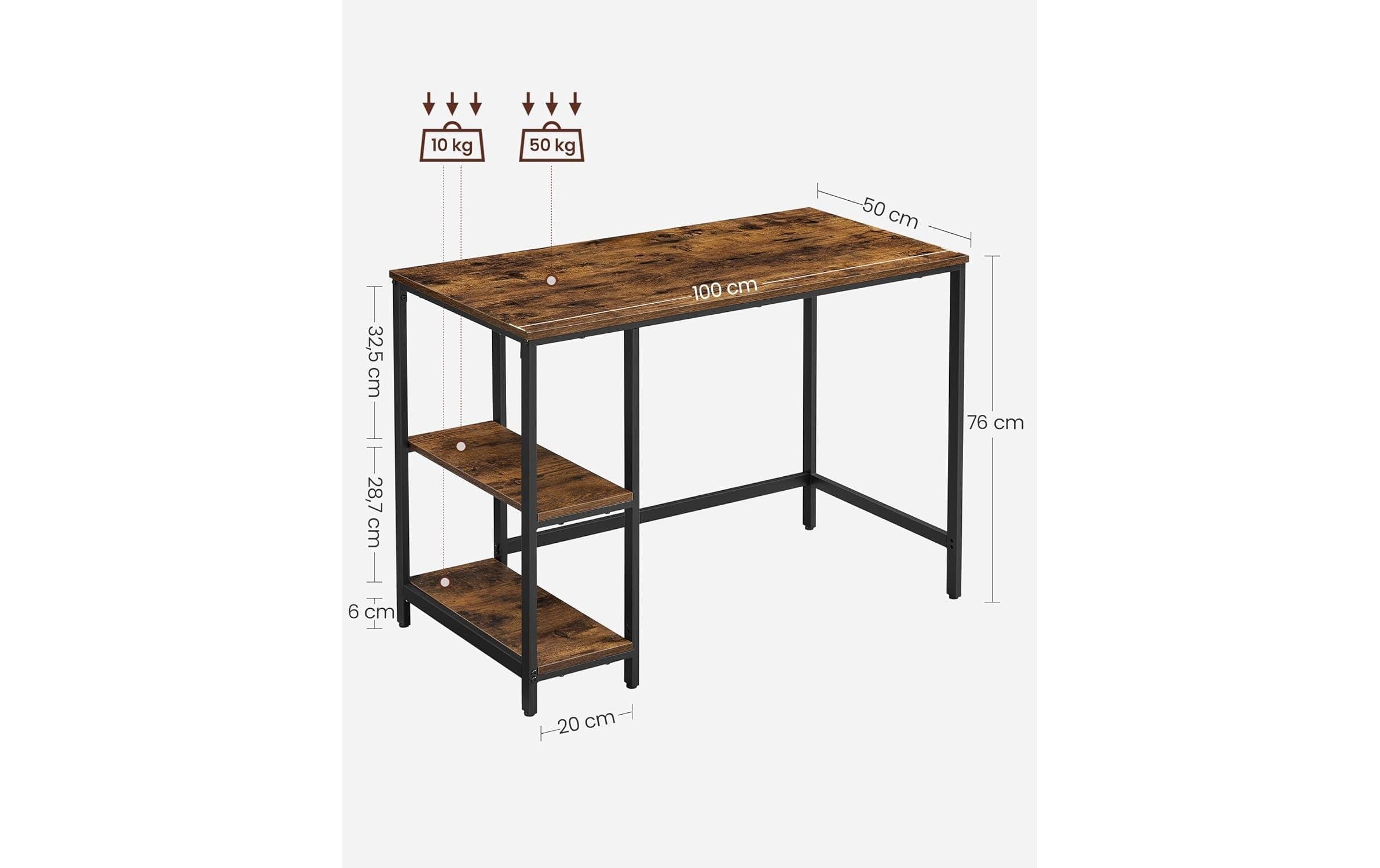 VASAGLE Bureau »Braun/Schwarz 100 x 50 cm«