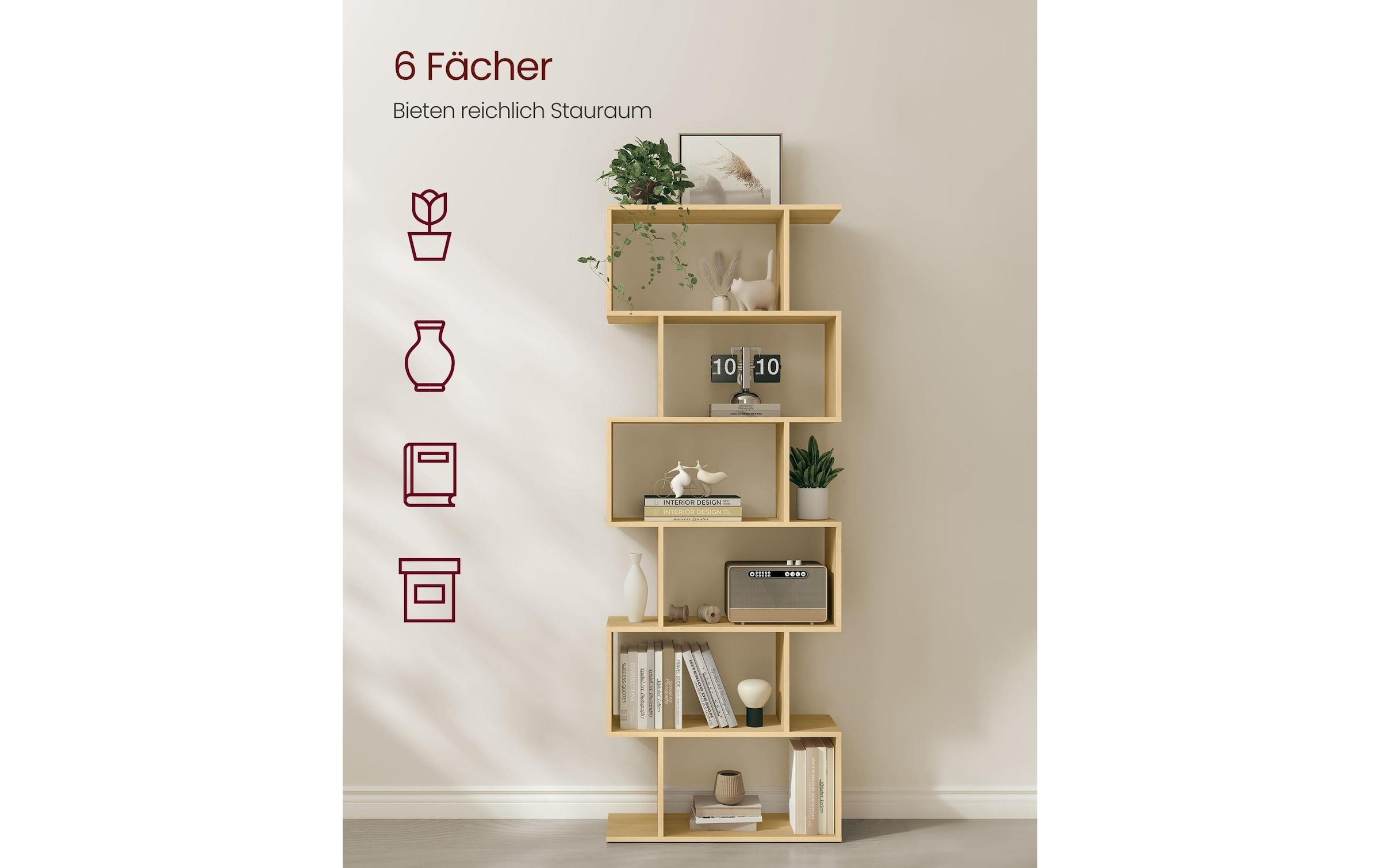 VASAGLE Bücherregal »Zick-Zack«