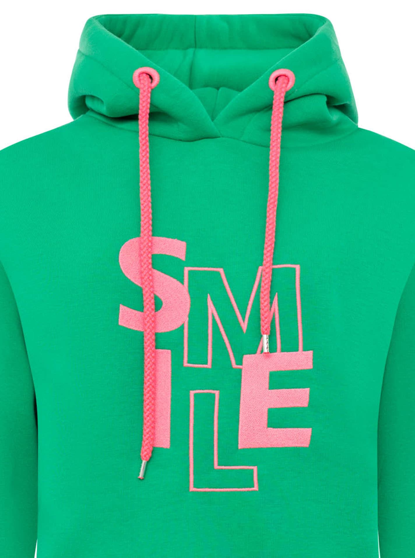 Zwillingsherz Hoodie »"SMILE"«, grosse Stickerei, gestreifte Bündchen, Fronttasche, Kapuze
