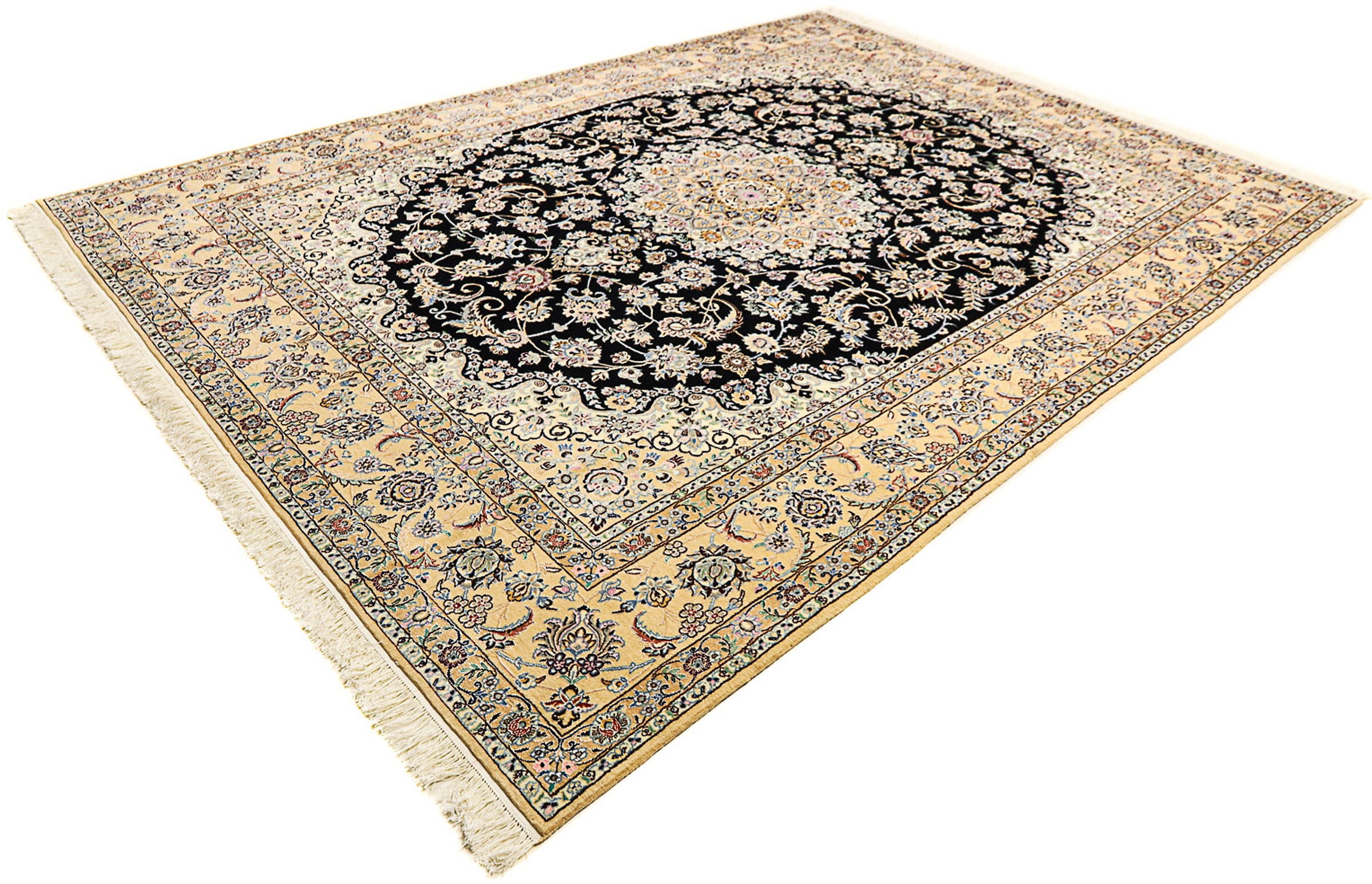 Image of morgenland Orientteppich »Perser - Nain - Royal - 350 x 254 cm - dunkelblau«, rechteckig, 10 mm Höhe, Wohnzimmer, Handgeknüpft, Einzelstück mit Zertifikat bei Ackermann Versand Schweiz