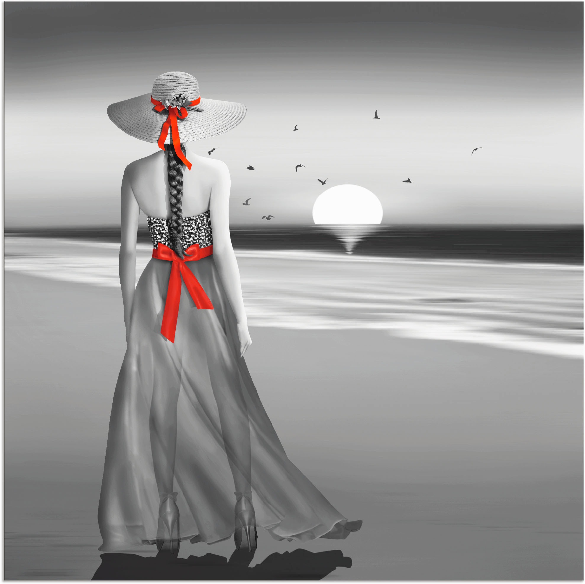 Image of Artland Wandbild »Ein Blick zurück aufs Meer«, Frau, (1 St.), in vielen Grössen & Produktarten - Alubild / Outdoorbild für den Aussenbereich, Leinwandbild, Poster, Wandaufkleber / Wandtattoo auch für Badezimmer geeignet bei Ackermann Versand Schweiz