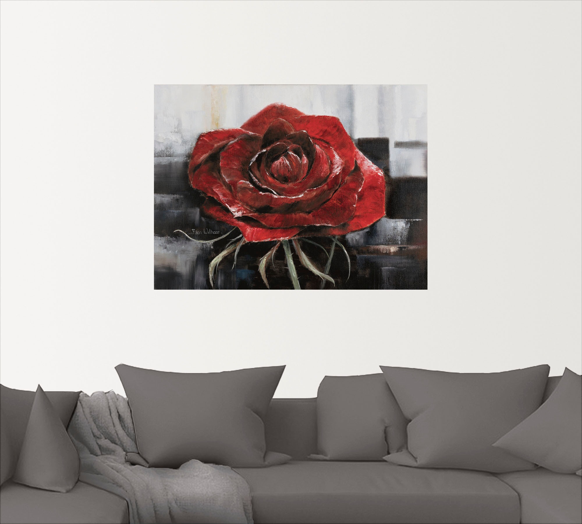 Artland Wandbild »Blühende rote Rose«, Blumen, (1 St.), als Leinwandbild, Poster, Wandaufkleber in verschied. Grössen