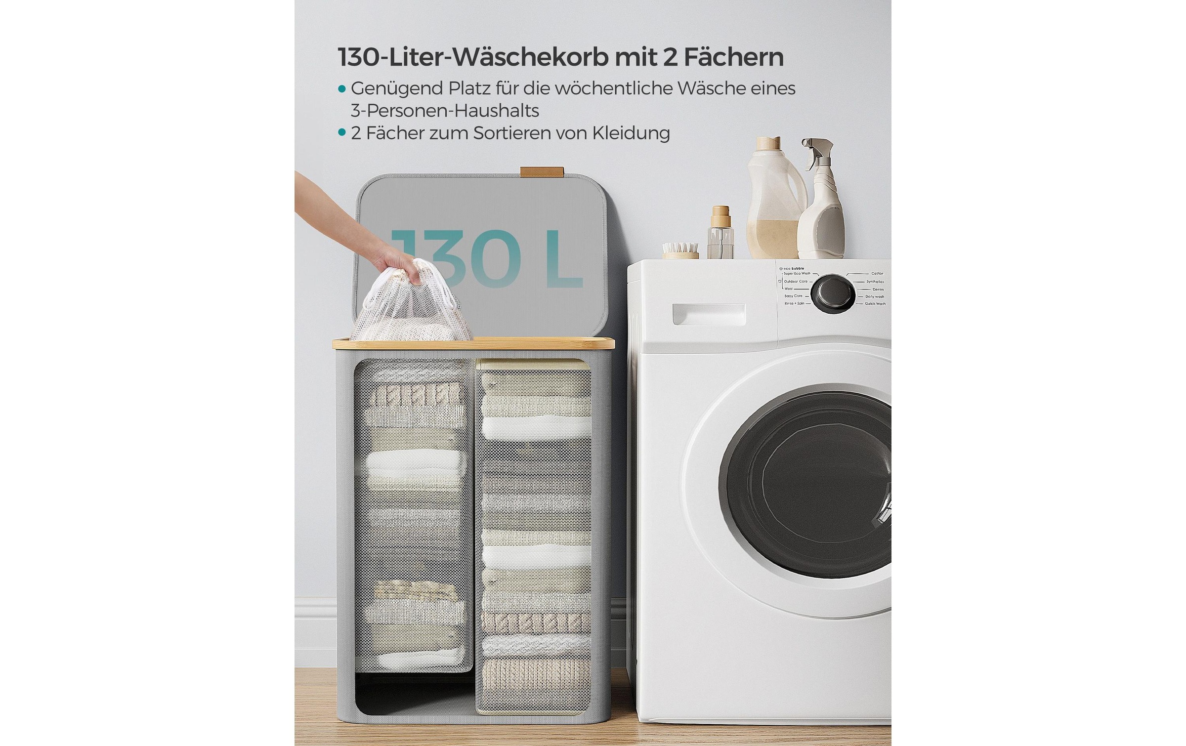 SONGMICS Panier à linge »zusammenklappbar mit 2 Fächern 130 l«