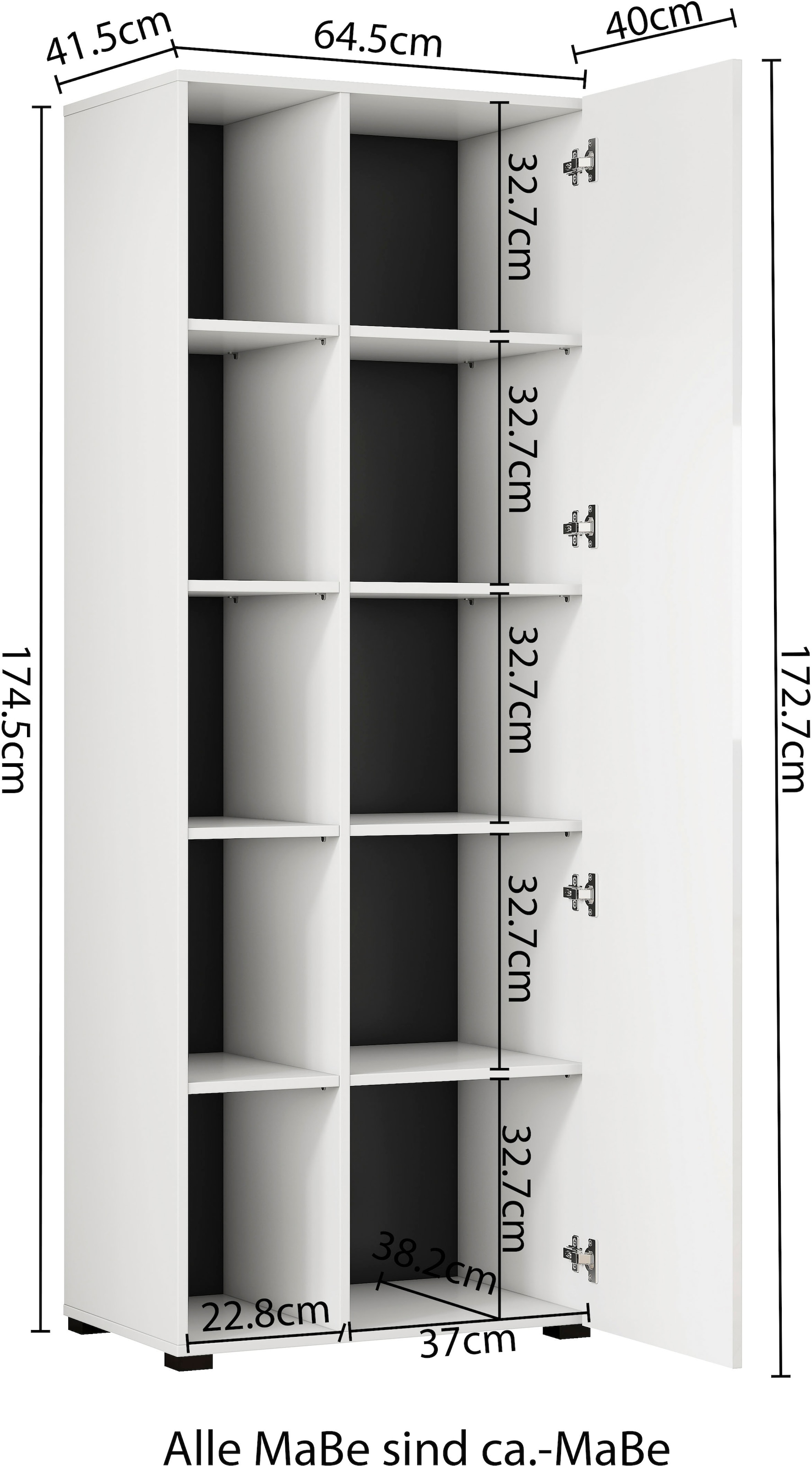 GOODproduct Armoire de classement »Moid, moderner Mehrzweckschrank,« dimensions : 64,5x41,5x175 cm, 5 compartiments avec beaucoup d'espace de rangement