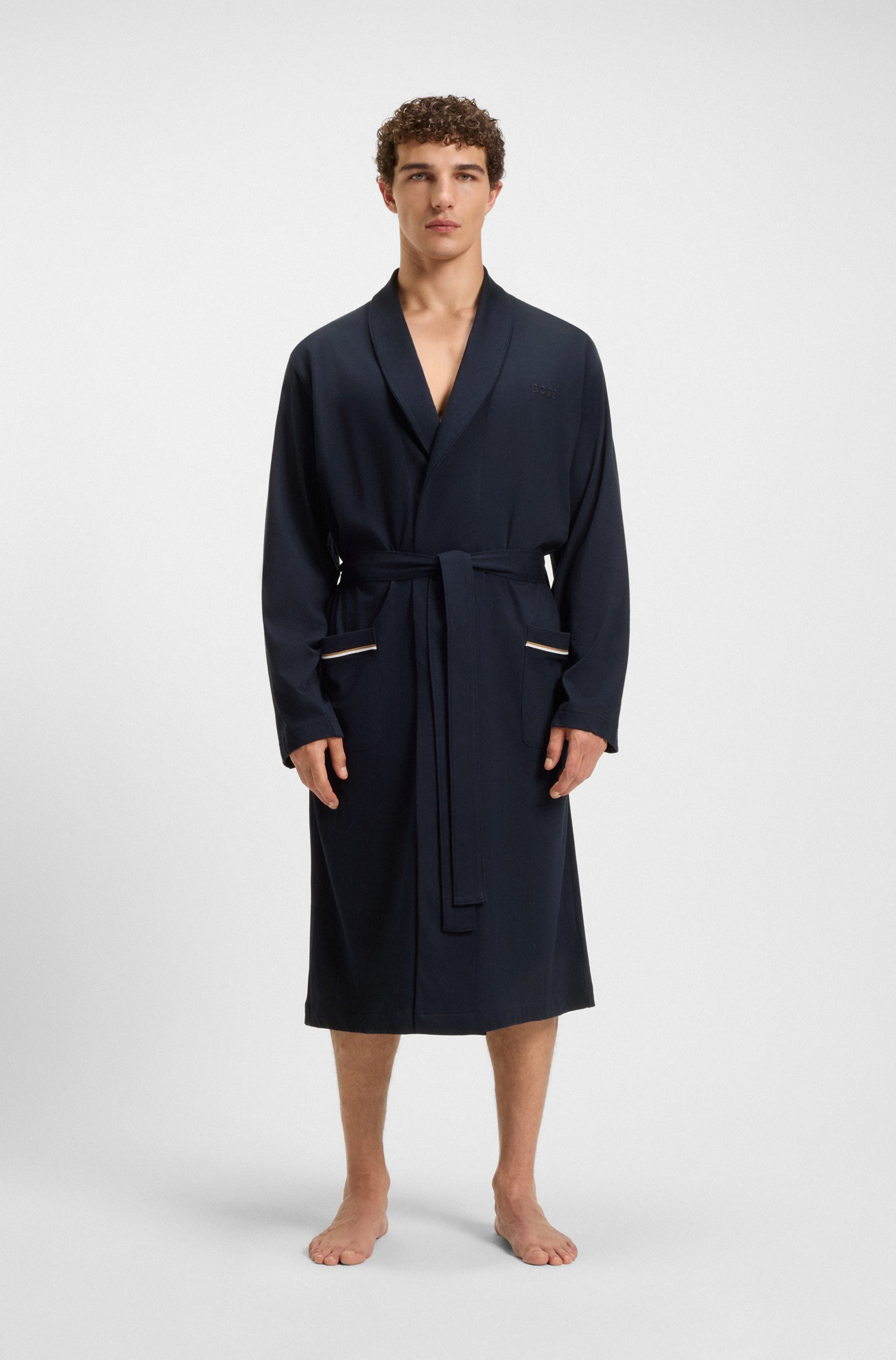BOSS Robe de chambre aus Baumwoll-Jersey mit Logo-Stickerei