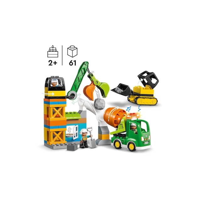 Trendige LEGO® Konstruktionsspielsteine »Baustelle mit Baufahrzeugen«, (61  St.) versandkostenfrei kaufen