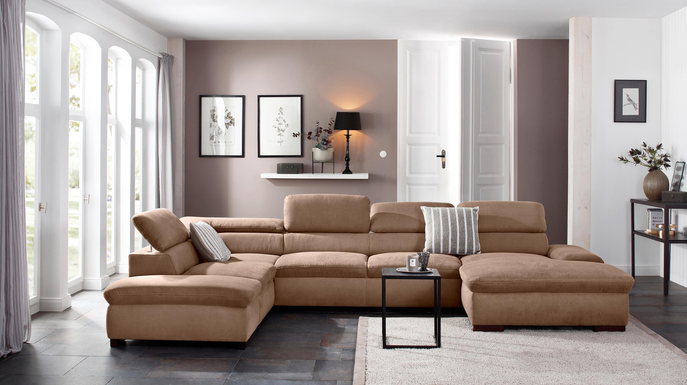 Image of GOODproduct Wohnlandschaft "Alberto U-Form, B: 350 cm, mit Kopfteilverstellung, XXL-Sofa" mit Schlaffunktion, Couch mit Lederoption