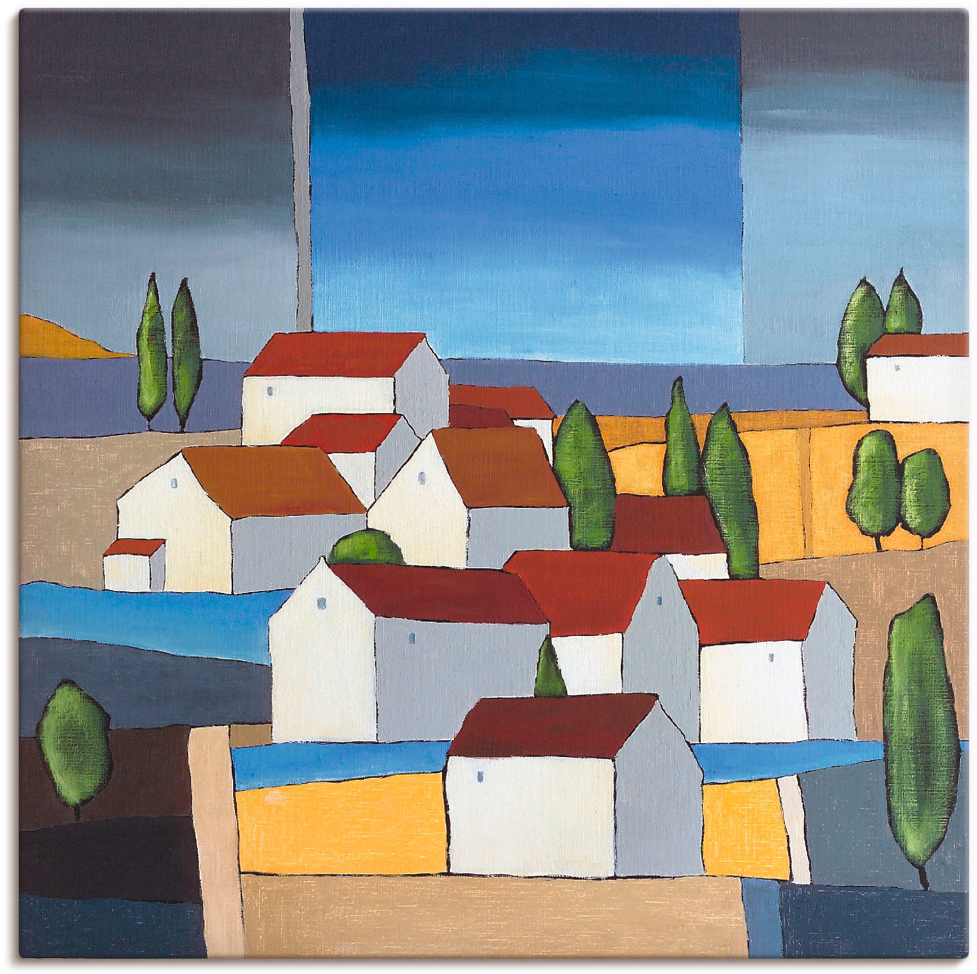 Image of Artland Wandbild »Dorf in der Nähe vom Meer II«, Gebäude, (1 St.), in vielen Grössen & Produktarten -Leinwandbild, Poster, Wandaufkleber / Wandtattoo auch für Badezimmer geeignet bei Ackermann Versand Schweiz