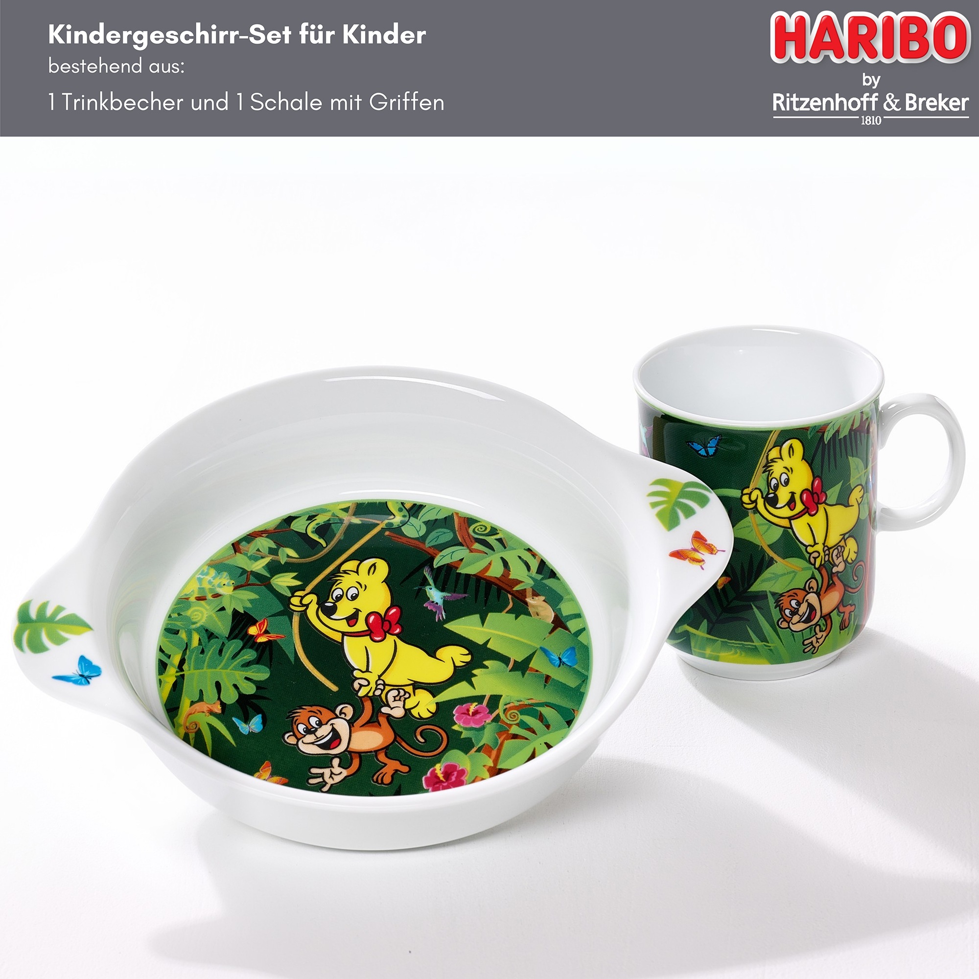 Ritzenhoff & Breker Kindergeschirr-Set »HARIBO Jungle, 2-teilig« spülmaschinenfest