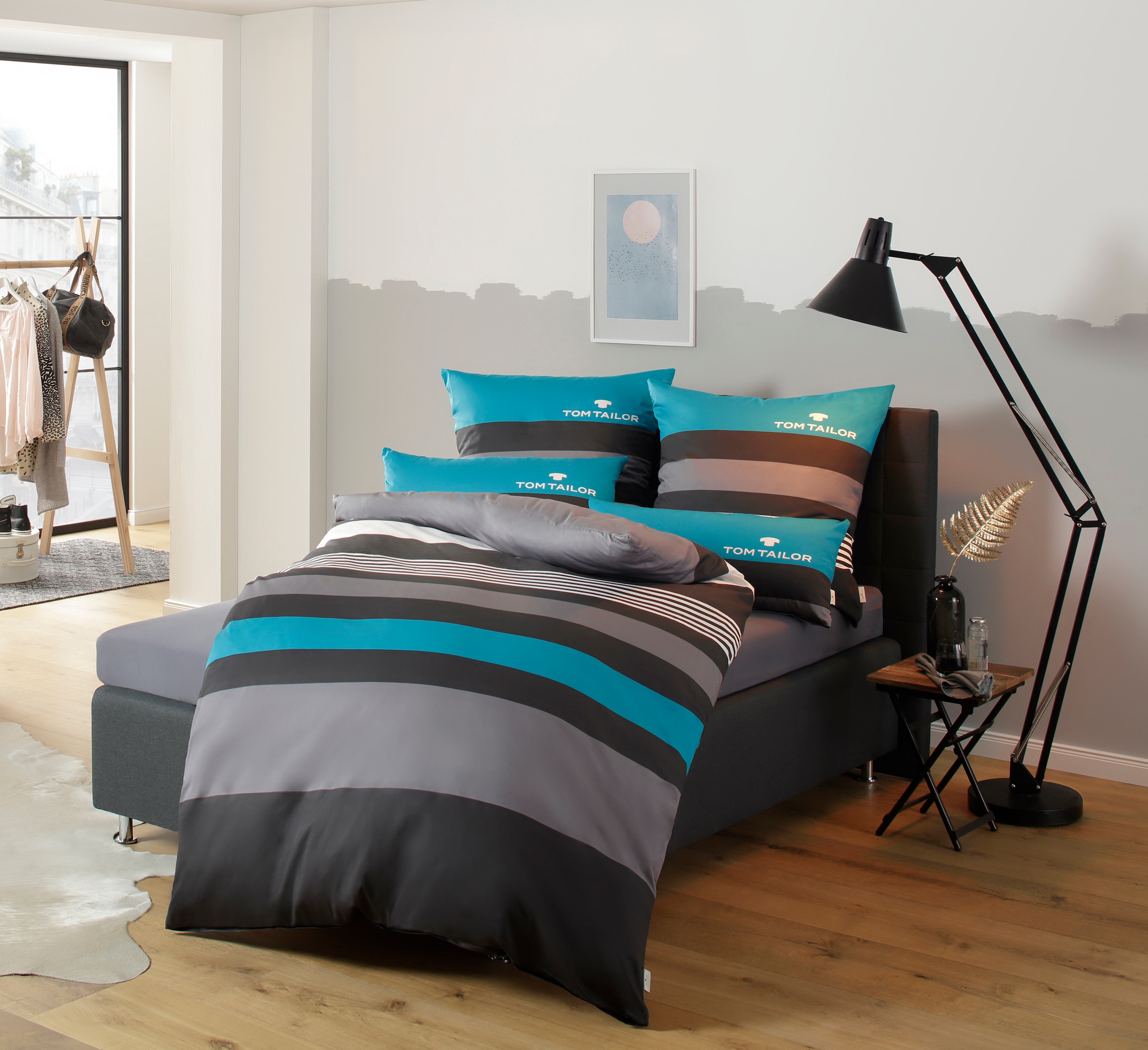 TOM TAILOR HOME Bettwäsche »Carl in Gr. 135x200 oder 155x220 cm«, mit GRATIS-Zugabe: Spannbettlaken, 100% Baumwolle, mit Reissverschluss