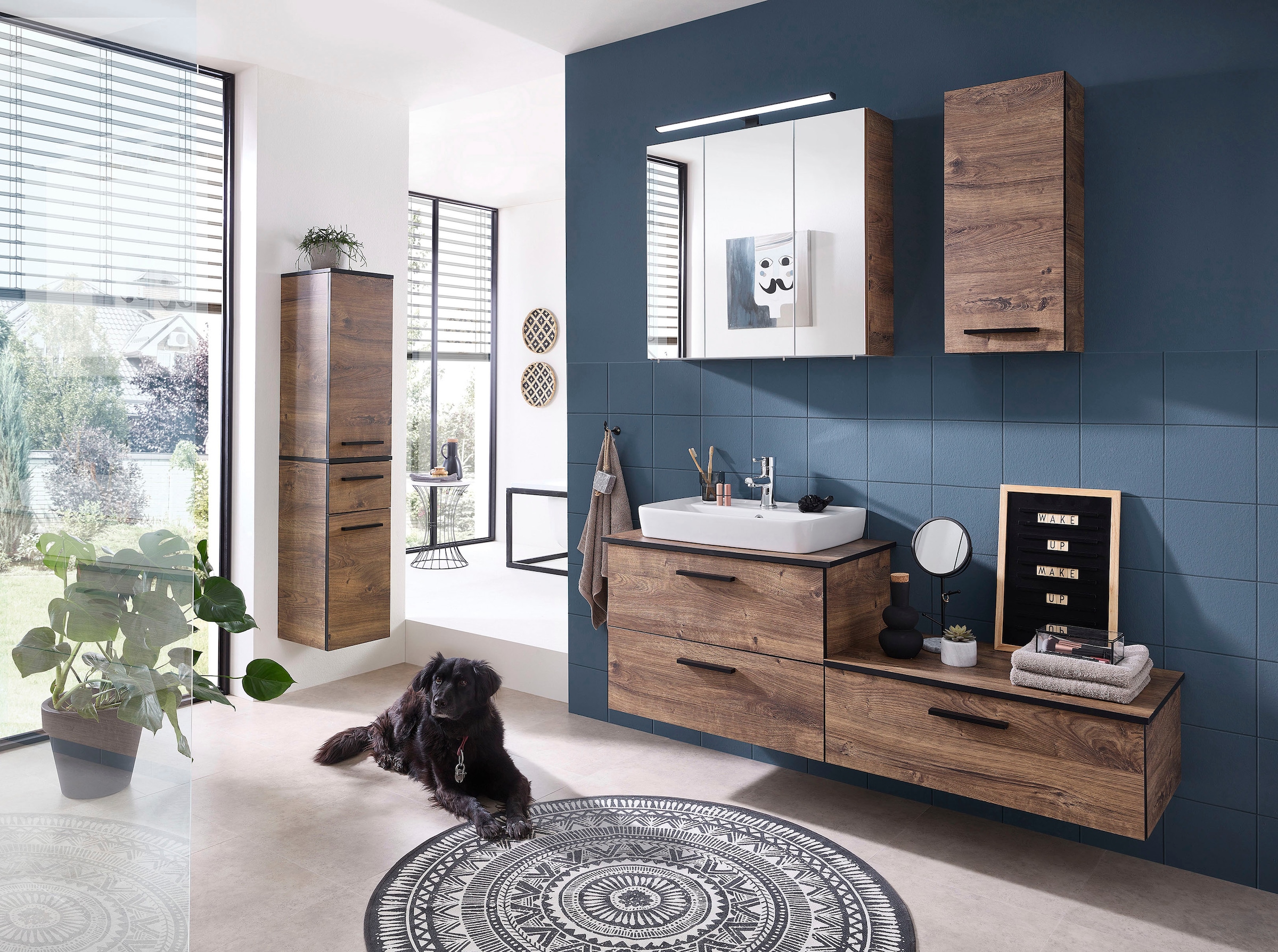 Saphir Armoire basse »Quickset 374 Badschrank mit 1 Klappe, inkl. Abdeckplatte« meuble sous lavabo, imitation chêne Ribbeck horizontal, 71 cm de large