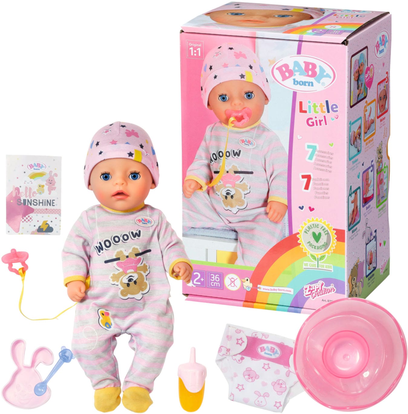 Babypuppe »Soft Touch Little Girl, 36 cm«, mit lebensechten Funktionen