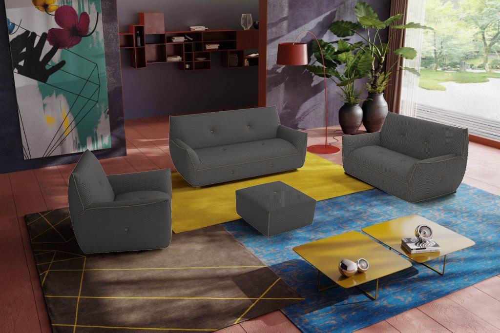 Image of Egoitaliano Polstergarnitur "Yuki, extravagantes Design und höchster Sitzkomfort, tolle Details" Set, bestehend aus einem 2,5- und einem 2-Sitzer, Sessel und Hocker