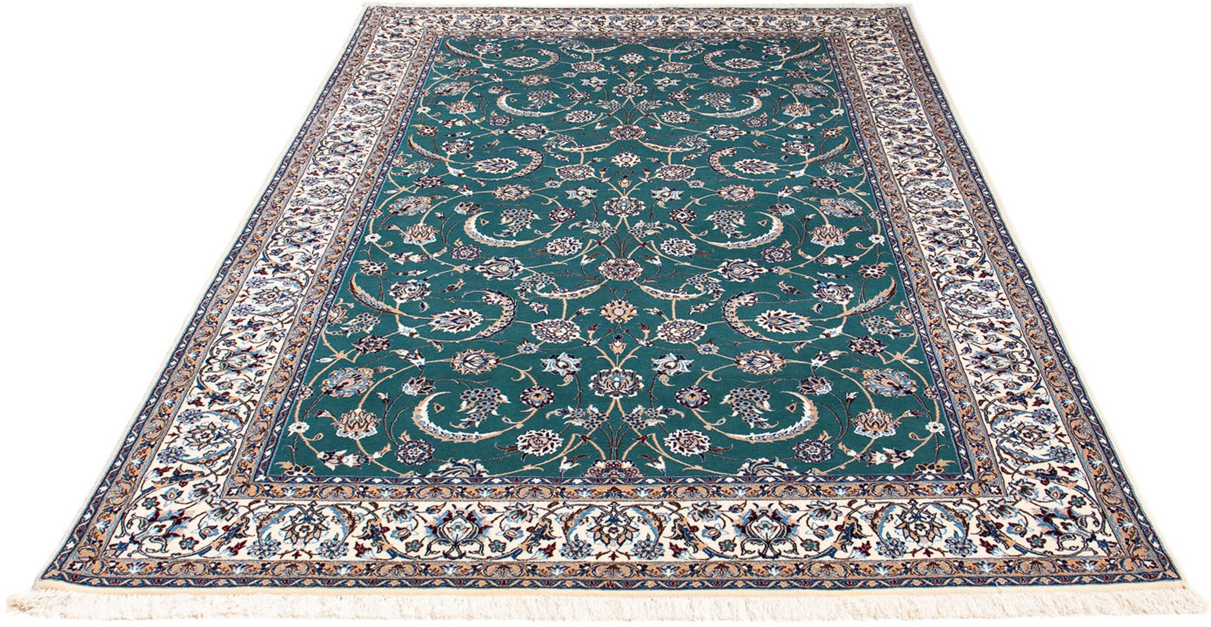Image of morgenland Orientteppich »Perser - Nain - Premium - 228 x 146 cm - blau«, rechteckig, 6 mm Höhe, Wohnzimmer, Handgeknüpft, Einzelstück mit Zertifikat bei Ackermann Versand Schweiz