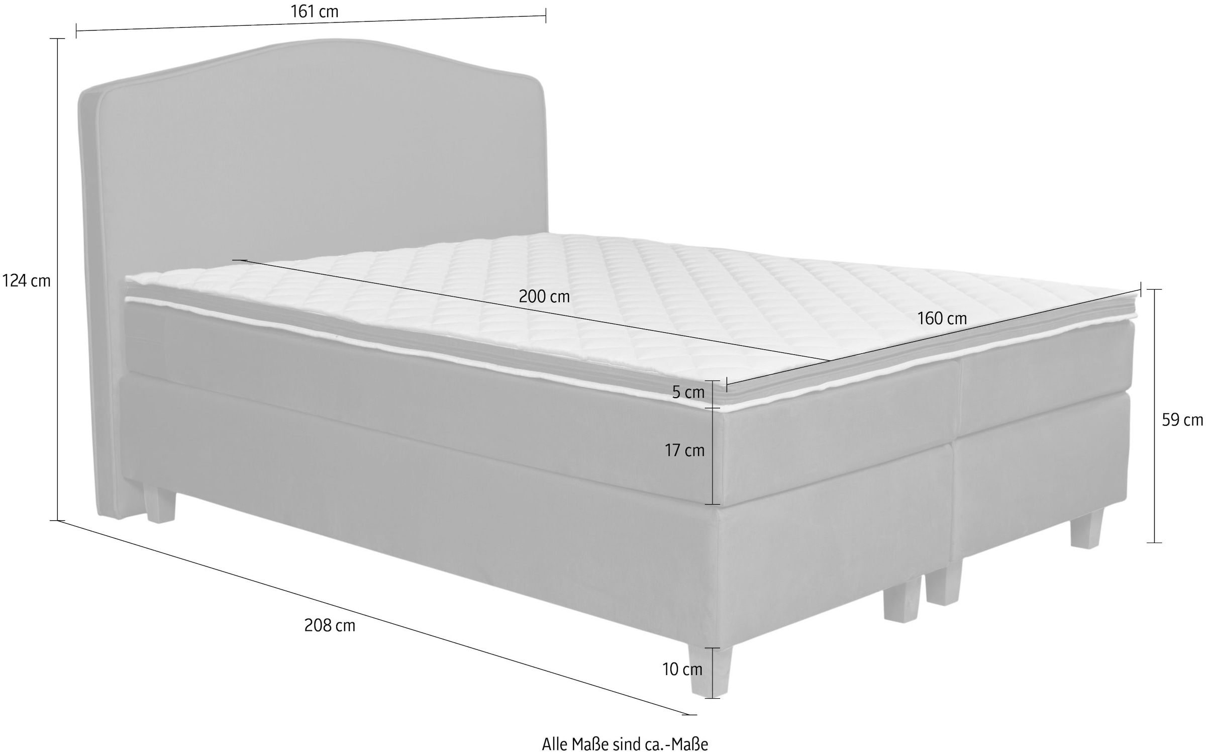 INOSIGN Boxspringbett »Jalma«, Füsse aus massiver Birke ; Inkl. Topper