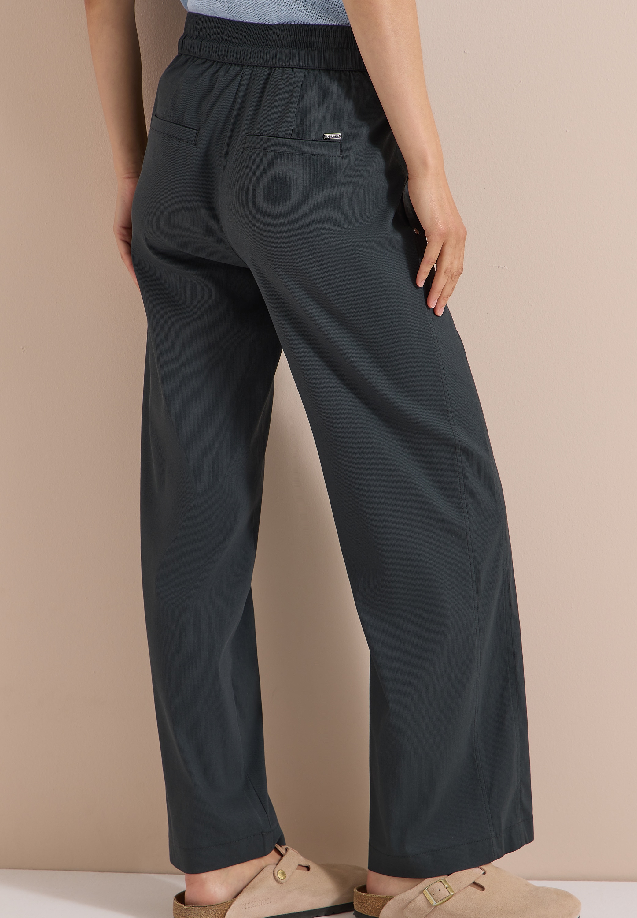 Image of Cecil Stoffhose "Style Neele" Elastikbund, feines Streifemuster, Loose Fit