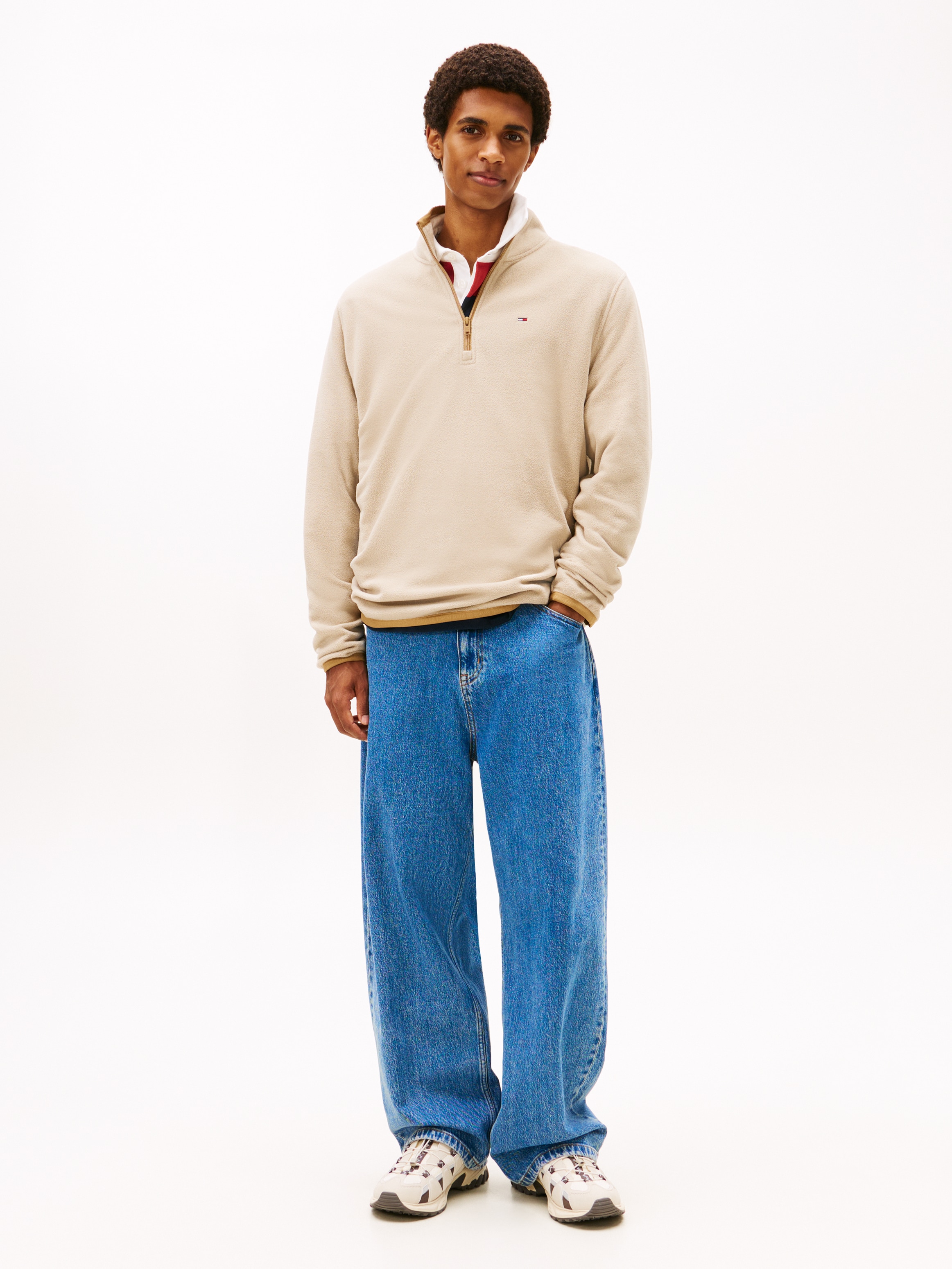 Tommy Jeans Pull en polaire »TJM FLAG POLAR FLEECE«, normale Passform, Troyer
