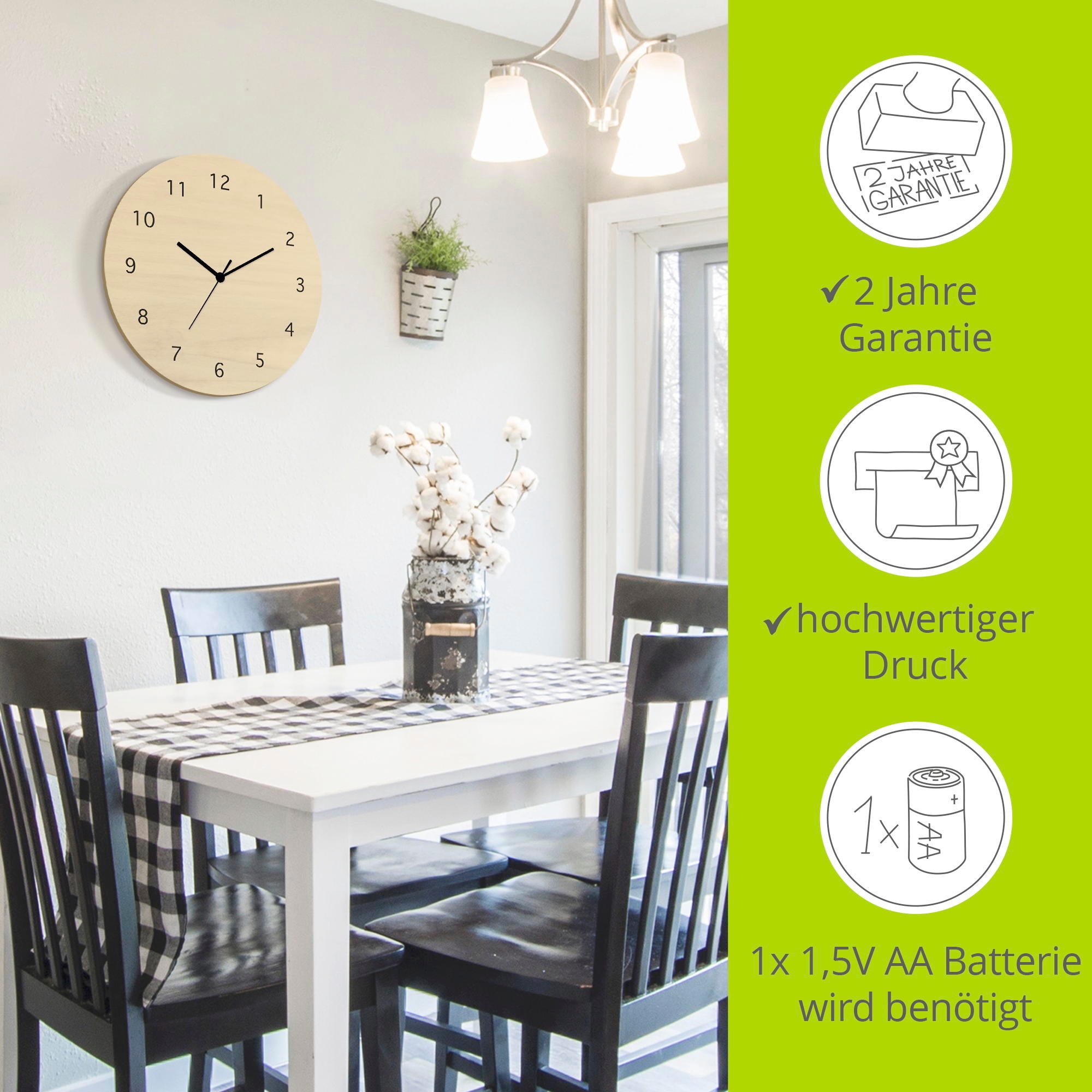 Artland Wanduhr »Ewige Einfachheit« wahlweise mit  Quarz- oder Funkuhrwerk, lautlos ohne Tickgeräusche