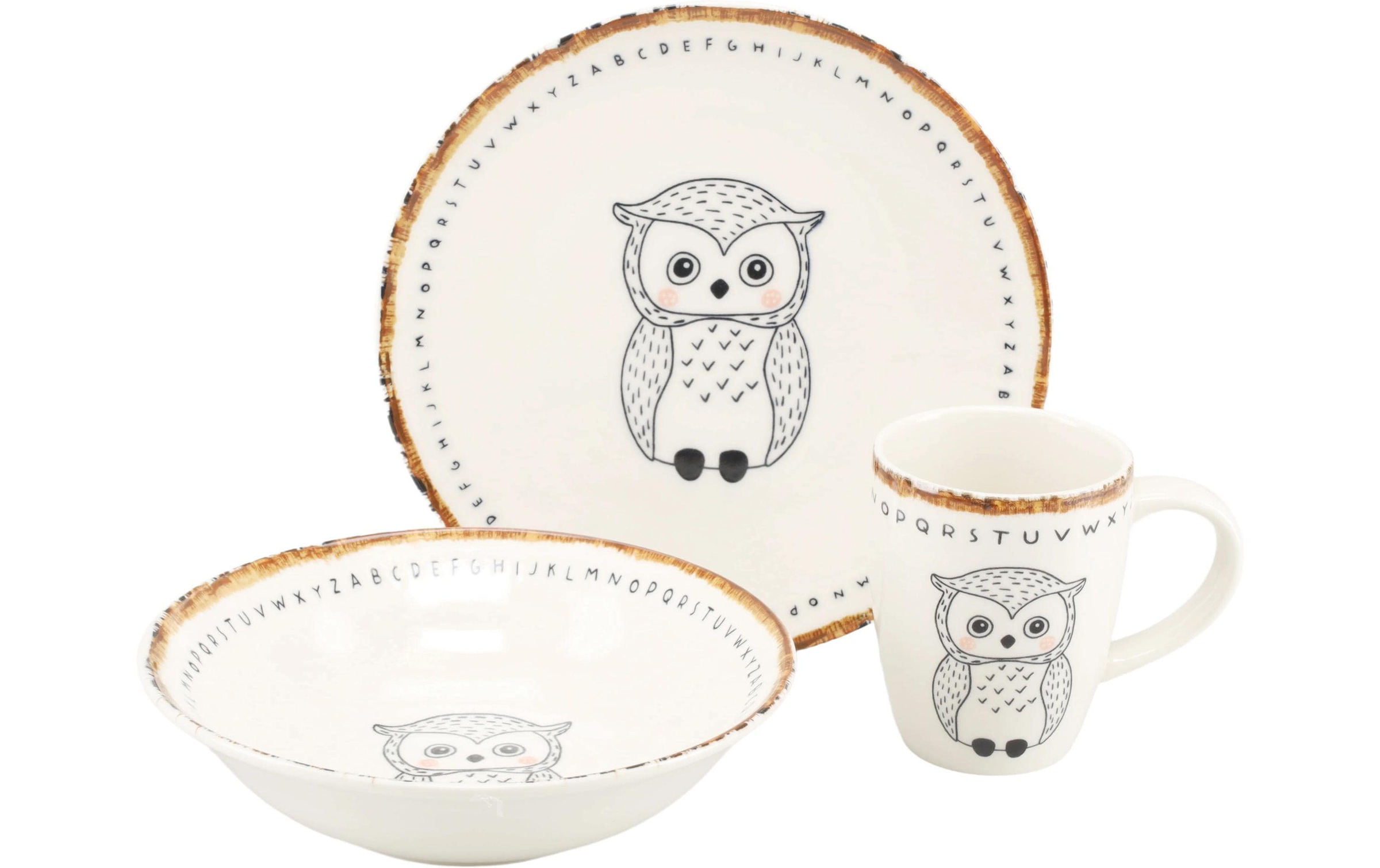 Image of CreaTable Kindergeschirr-Set "Freunde des Waldes Eule Steinzeug, 3-tlg"