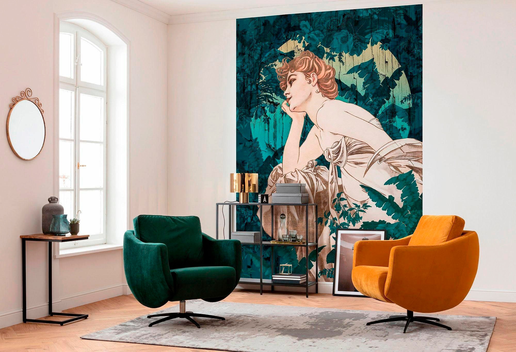 Komar Papier peint intissé »Digitaldruck Vlies -  Songes Vert - Grösse 200 x 280 cm« imprimé Wohnzimmer, Schlafzimmer