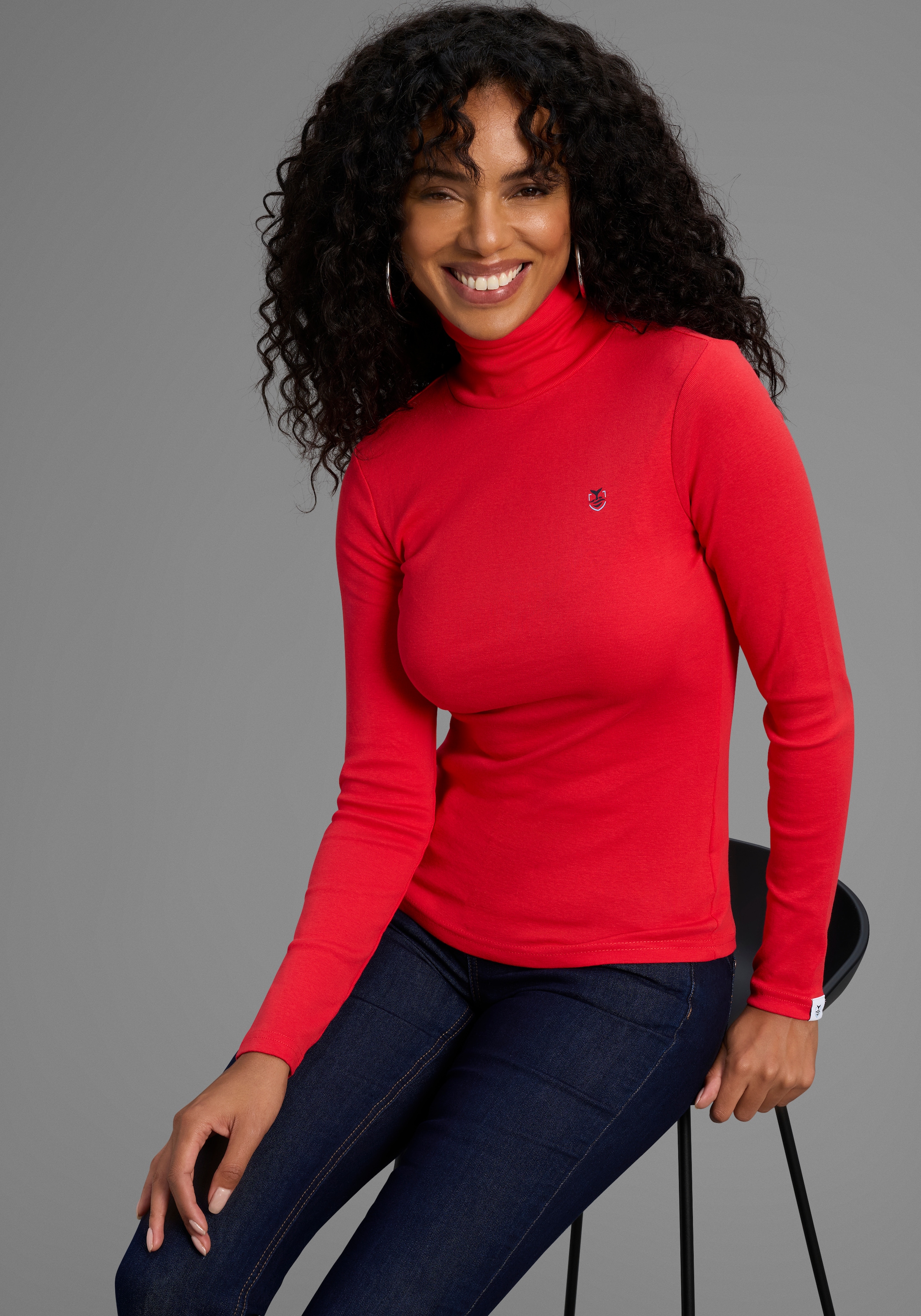 Image of DELMAO Rollkragenshirt Langarm, sehr figurbetonte Passform, unifarben, mit Rollkragen