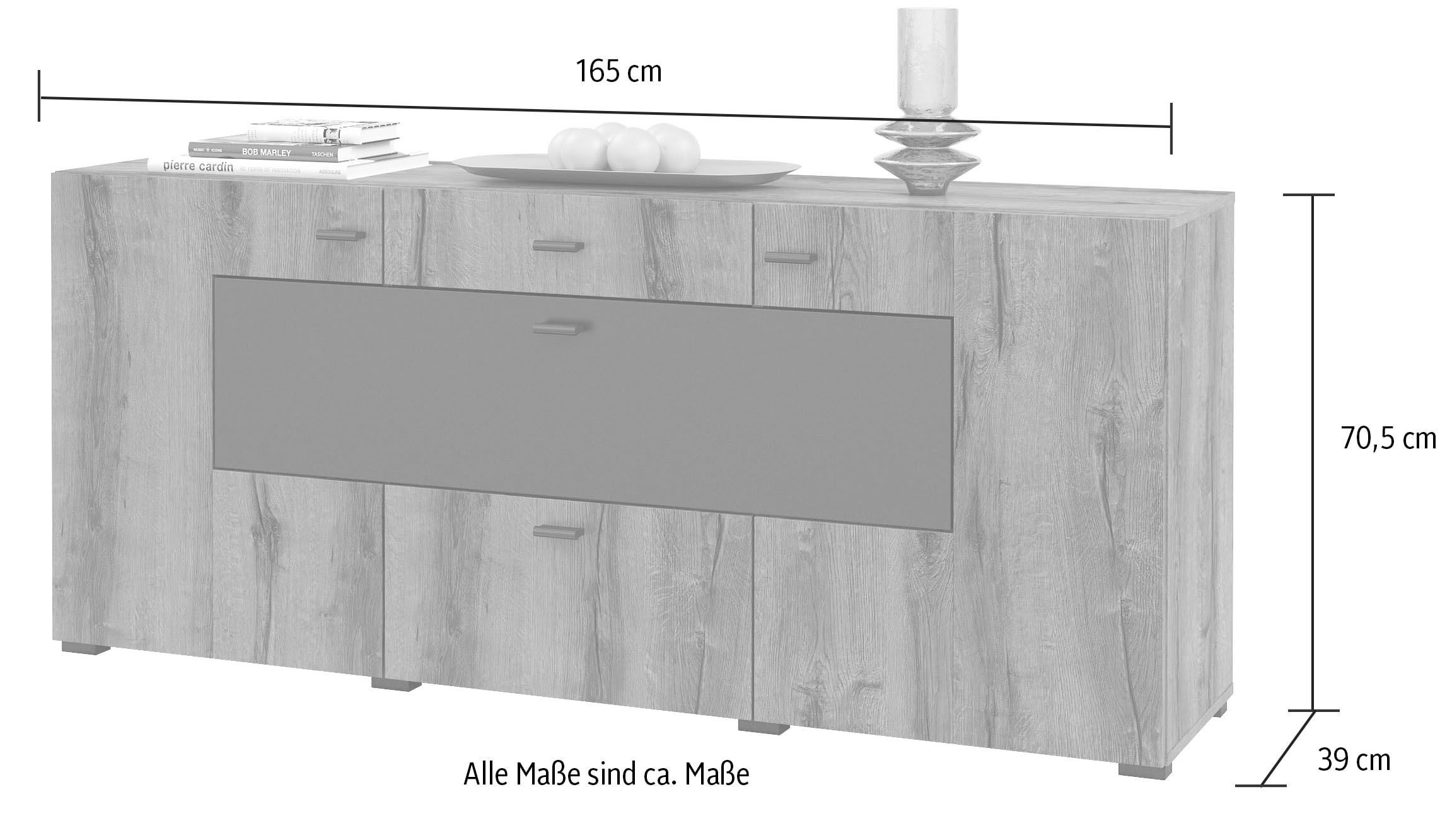 Helvetia Sideboard »Coby«, Breite 165 cm