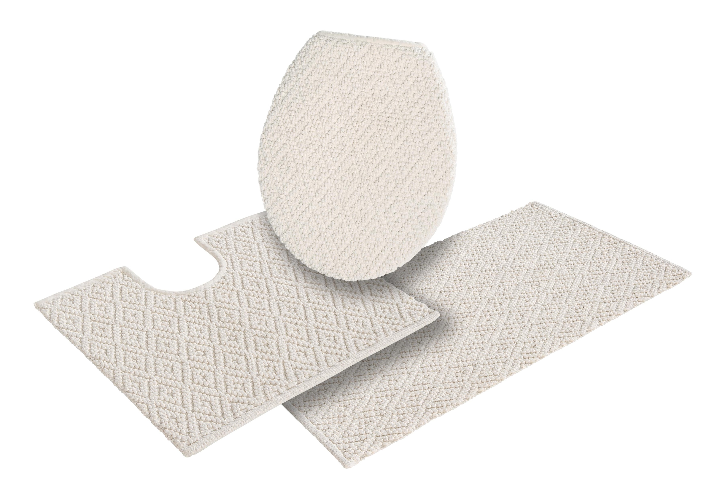 my home Badematte »Numan, Badvorleger, Badezimmer Teppich«, strapazierfähig-fussbodenheizungsgeeignet, Rauten-Muster, Badteppich, auch als 3 teiliges Set erhältlich