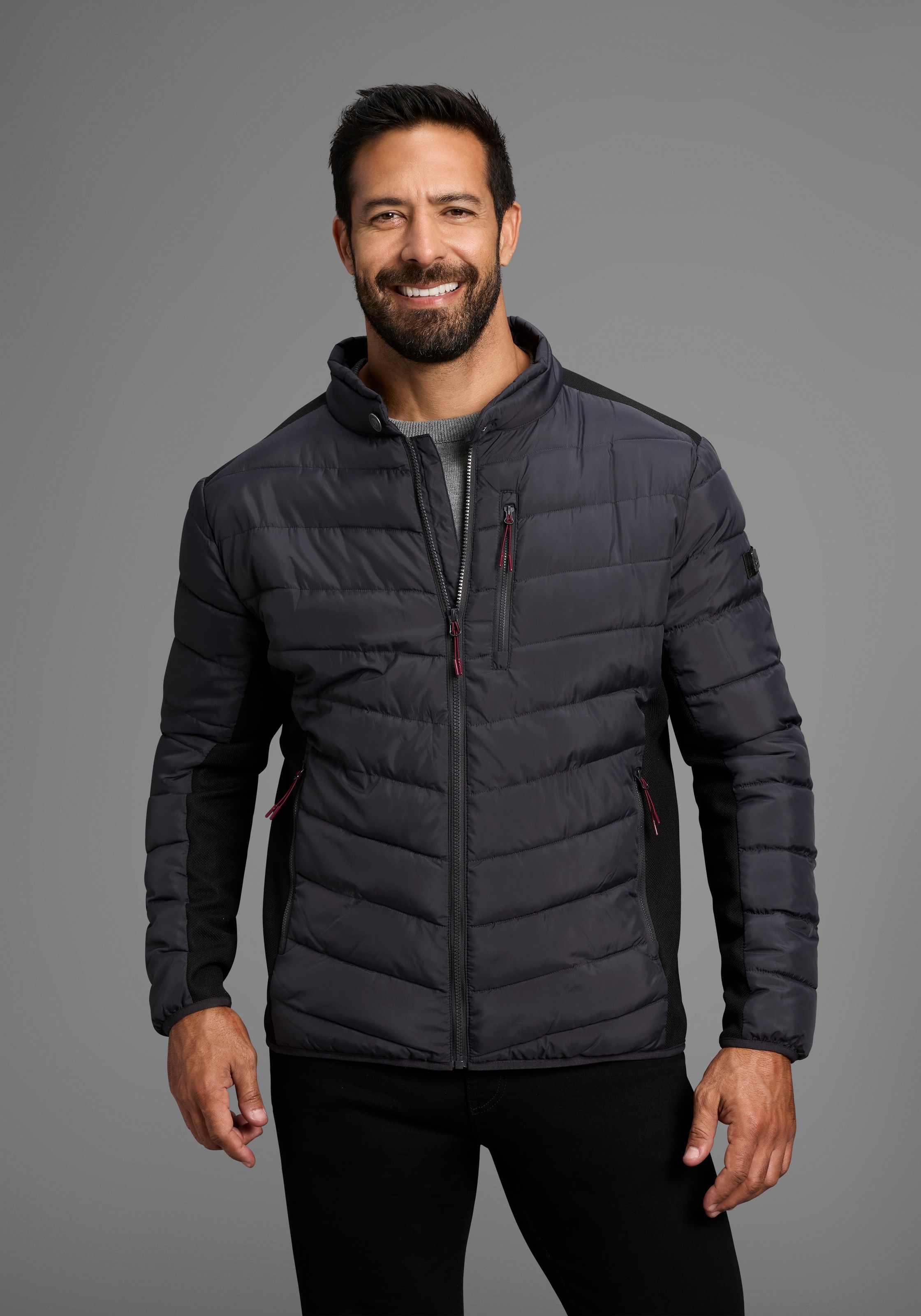 Image of Mans World Steppjacke ohne Kapuze mit Reissverschlusstaschen, mit Brusttasche, mit Innentaschen