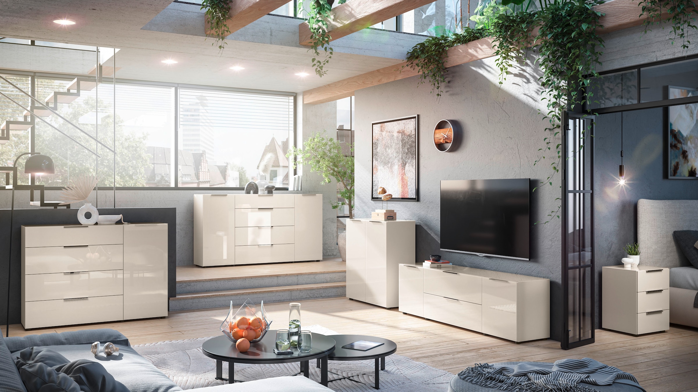 HBZ Kommode »Santorin, BxHxT 135x99x40 cm« 1 Stk. tlg. Breite 135cm, Softclose für Türen und Schubkästen, Melaminbeschichtung