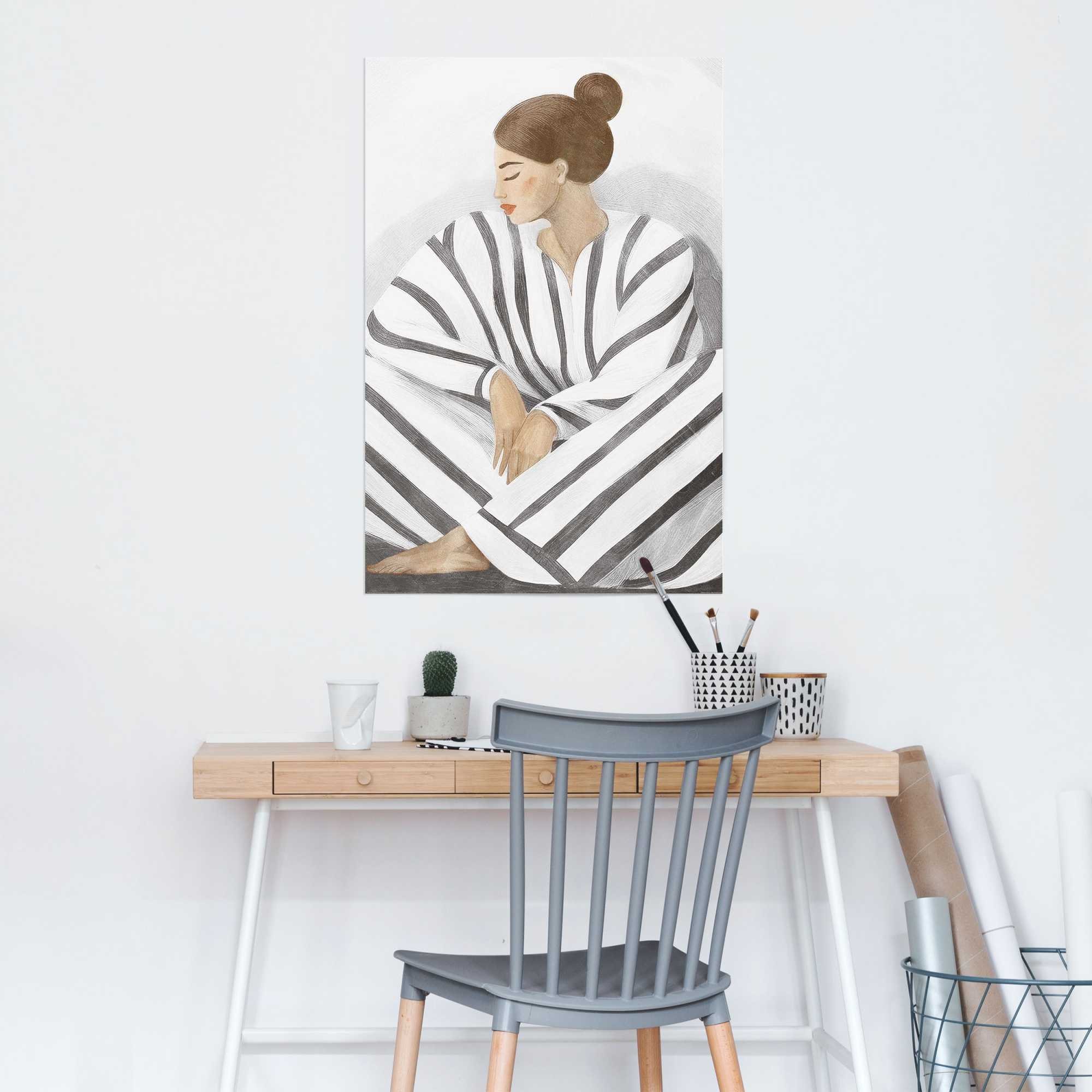 Reinders! Poster »Zen-Dame grau«, Schlafzimmer - Weiss - 150 gr. Papier - Frauen - 61x91,5 cm
