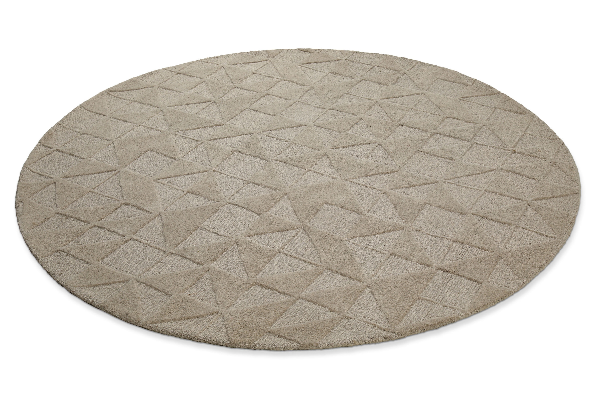 Wecon home Wollteppich »Hamptons THIRTYSEVEN«, rund, 15 mm Höhe, Schurwolle, Kurzflor, Wohnzimmer, elegant, geometrisches Muster