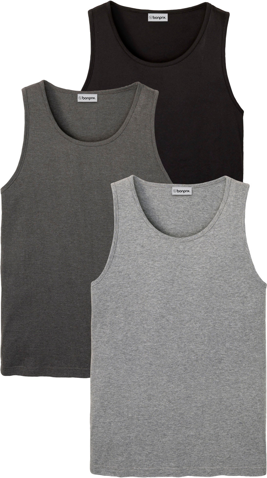 Image of bonprix Tanktop Packung, 3 Stk. Regular Fit, Rundhalsausschnitt