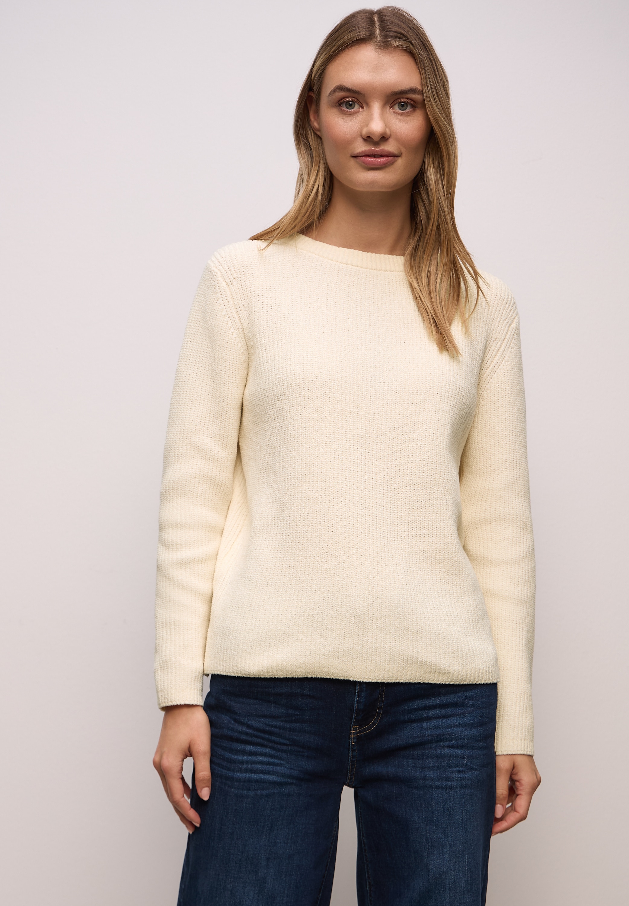 STREET ONE Pull en tricot Chenille Pullover mit U-Boot-Auschnitt