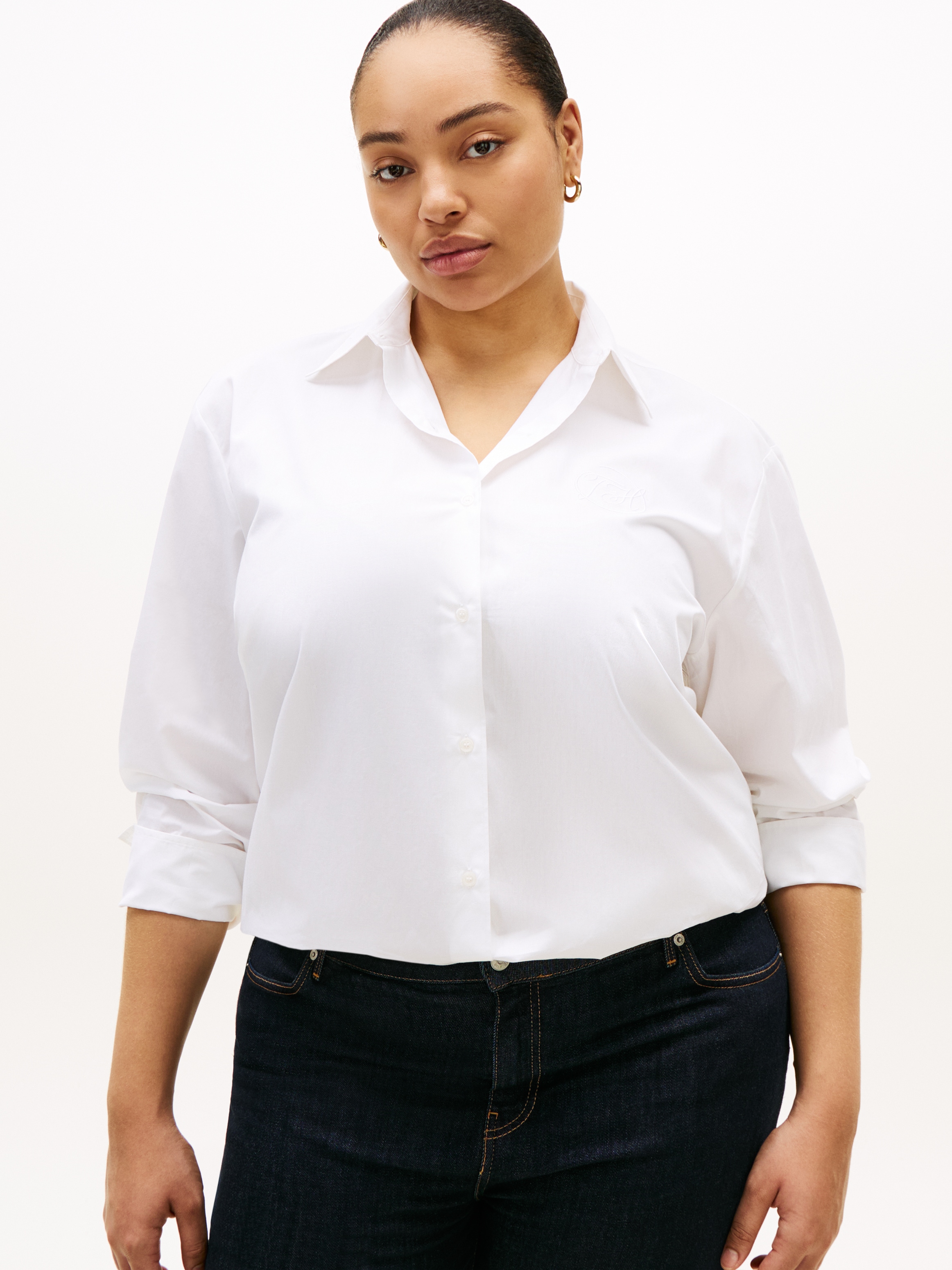 Tommy Hilfiger Curve Blouse chemise »CRV COTTON EASY SHIRT« in grossen Grössen, Baumwolle