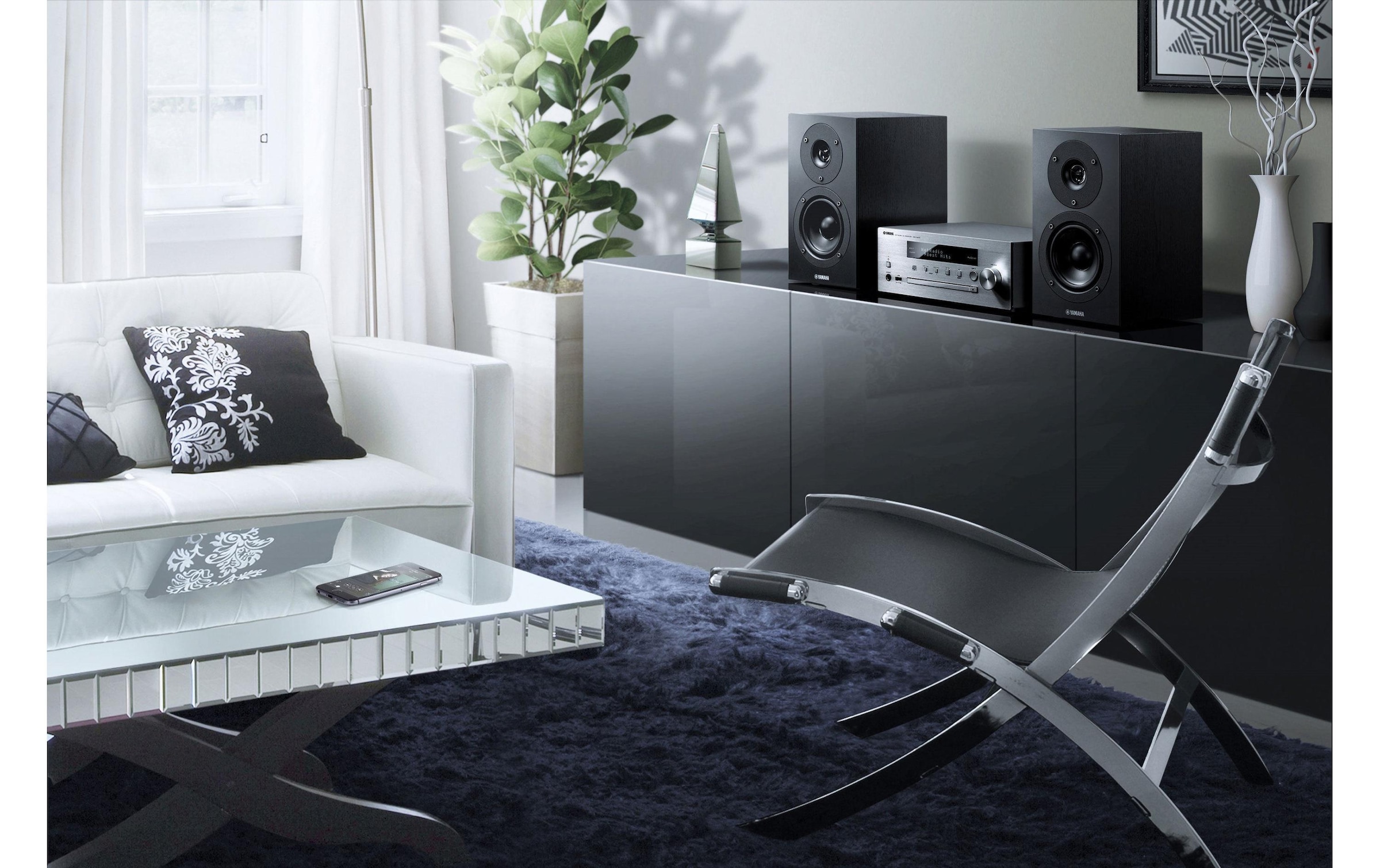 Yamaha Microanlage »MusicCast MCR-N470 DAB Silber Schwarz«, (Bluetooth-WLAN Digitalradio (DAB+)-FM-Tuner)