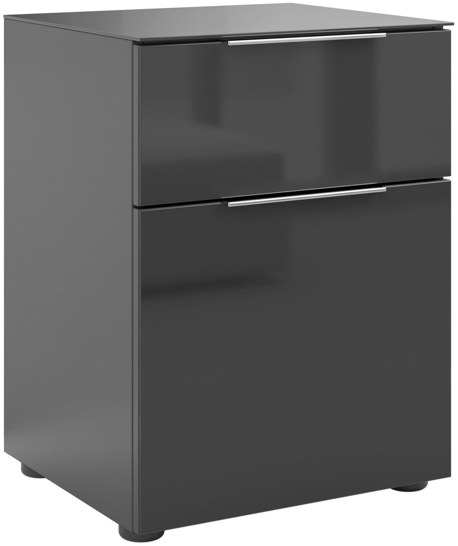 Manjana Möbel Nachtkommode »Nachtkommode mit Chrom oder Schwarz matten Metallgriffen«