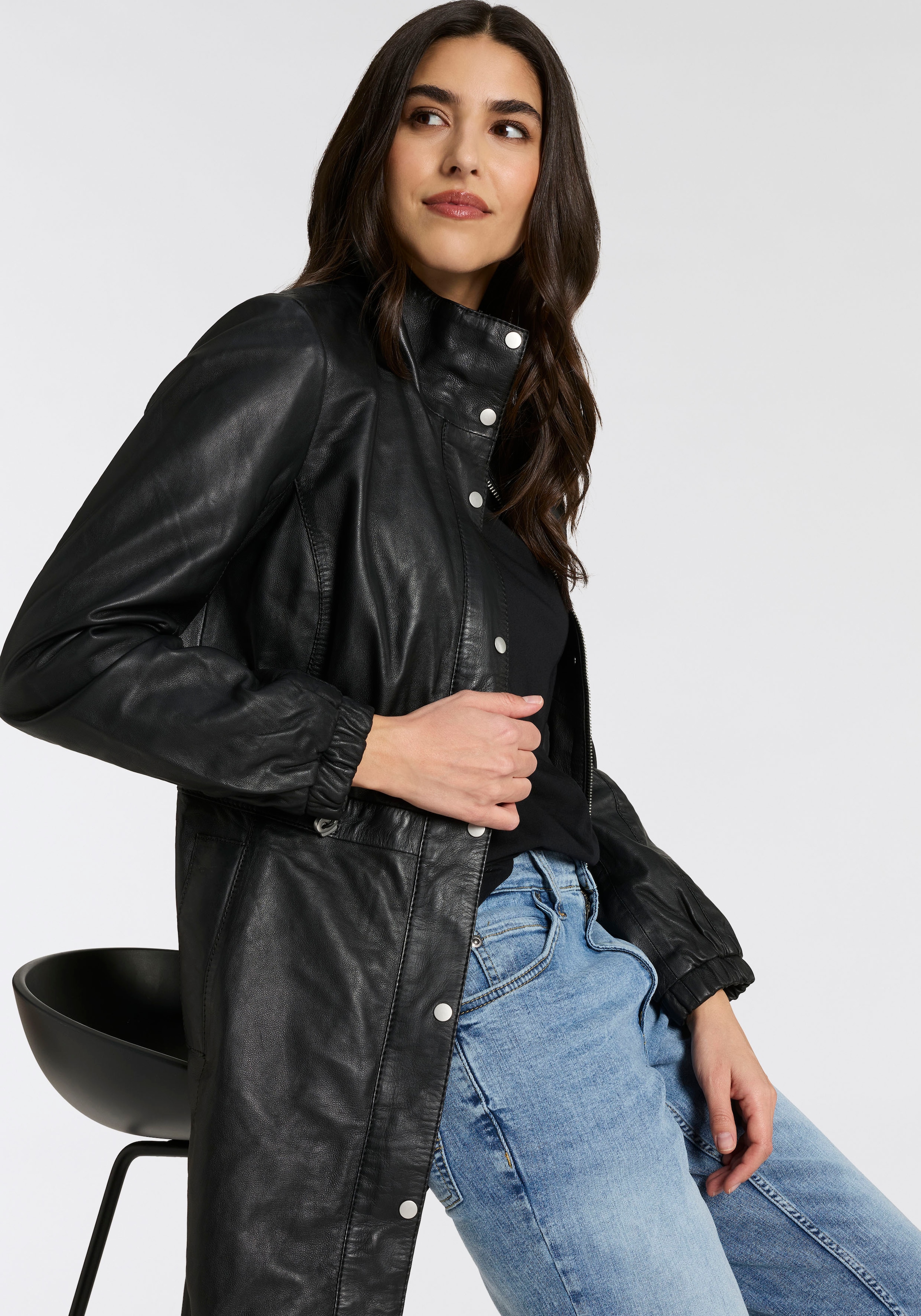 Mauritius Veste en cuir »MWCharlott« Mantel mit verstellbarer Taille