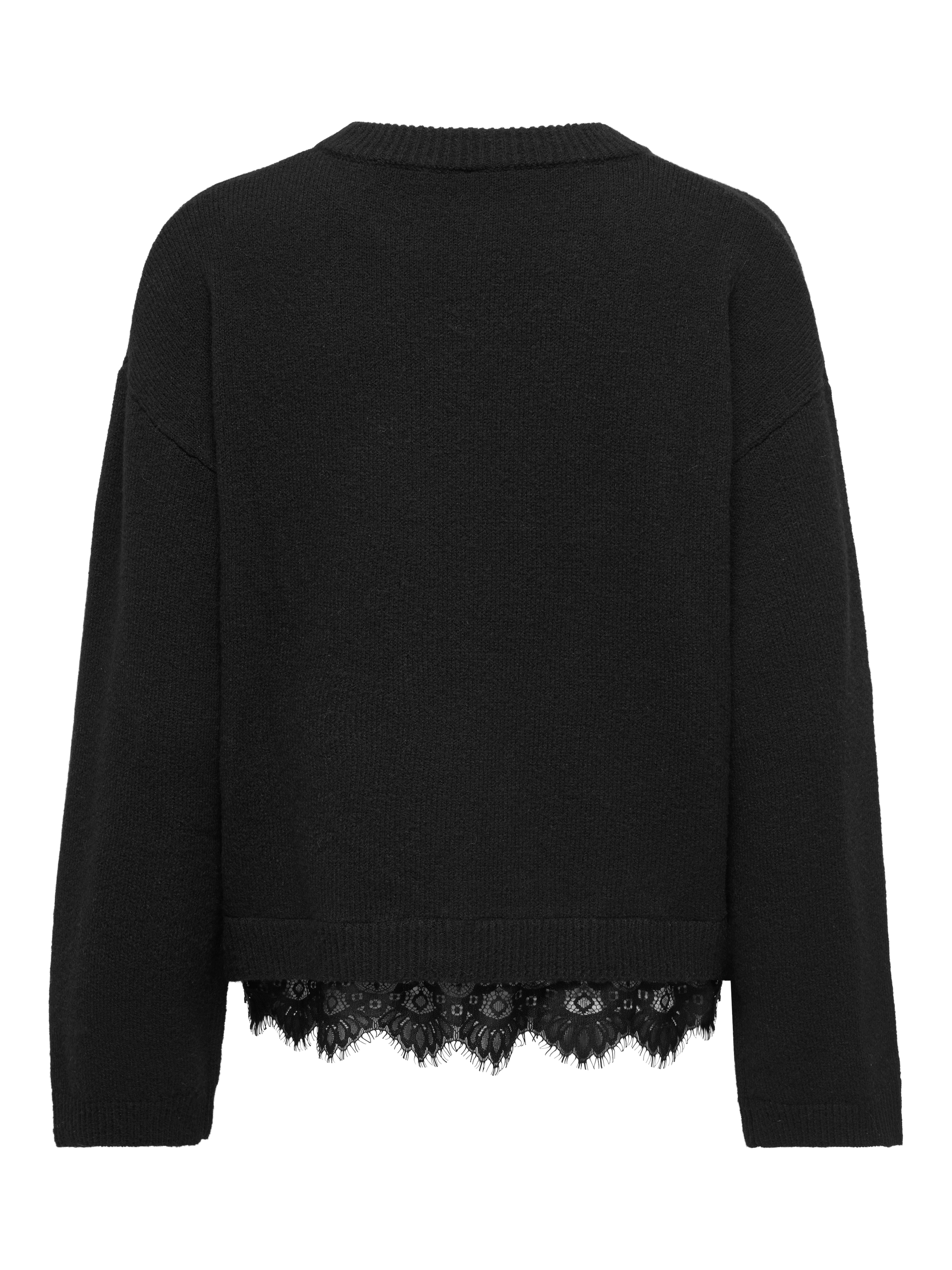 ONLY Pull en tricot »ONLALIVIA LS LACE O-NECK CS KNT« mélange de matériaux, coupe régulière
