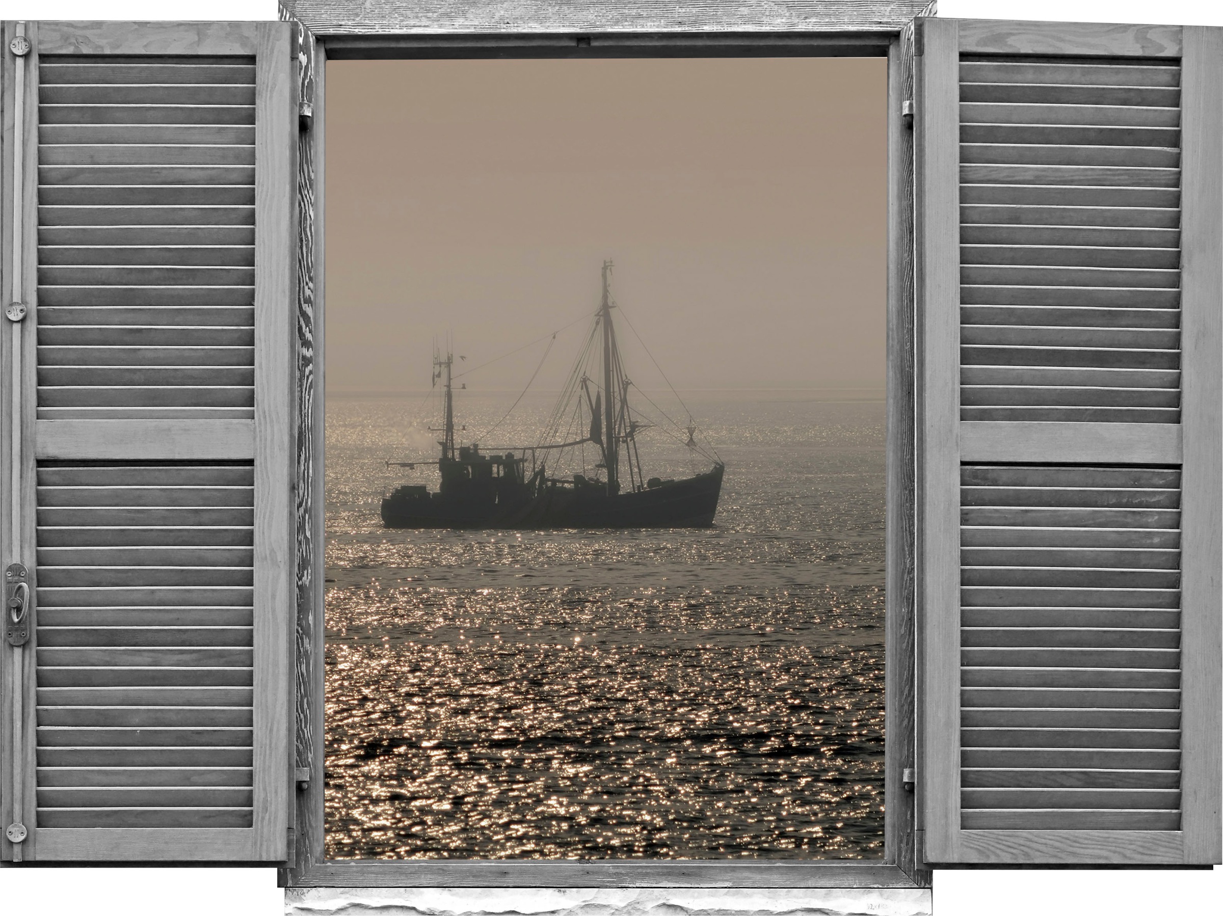 Image of queence Wandtattoo "Schiff im Wasser" Wandsticker, Wandbild, selbstklebend, 3D, Fenster