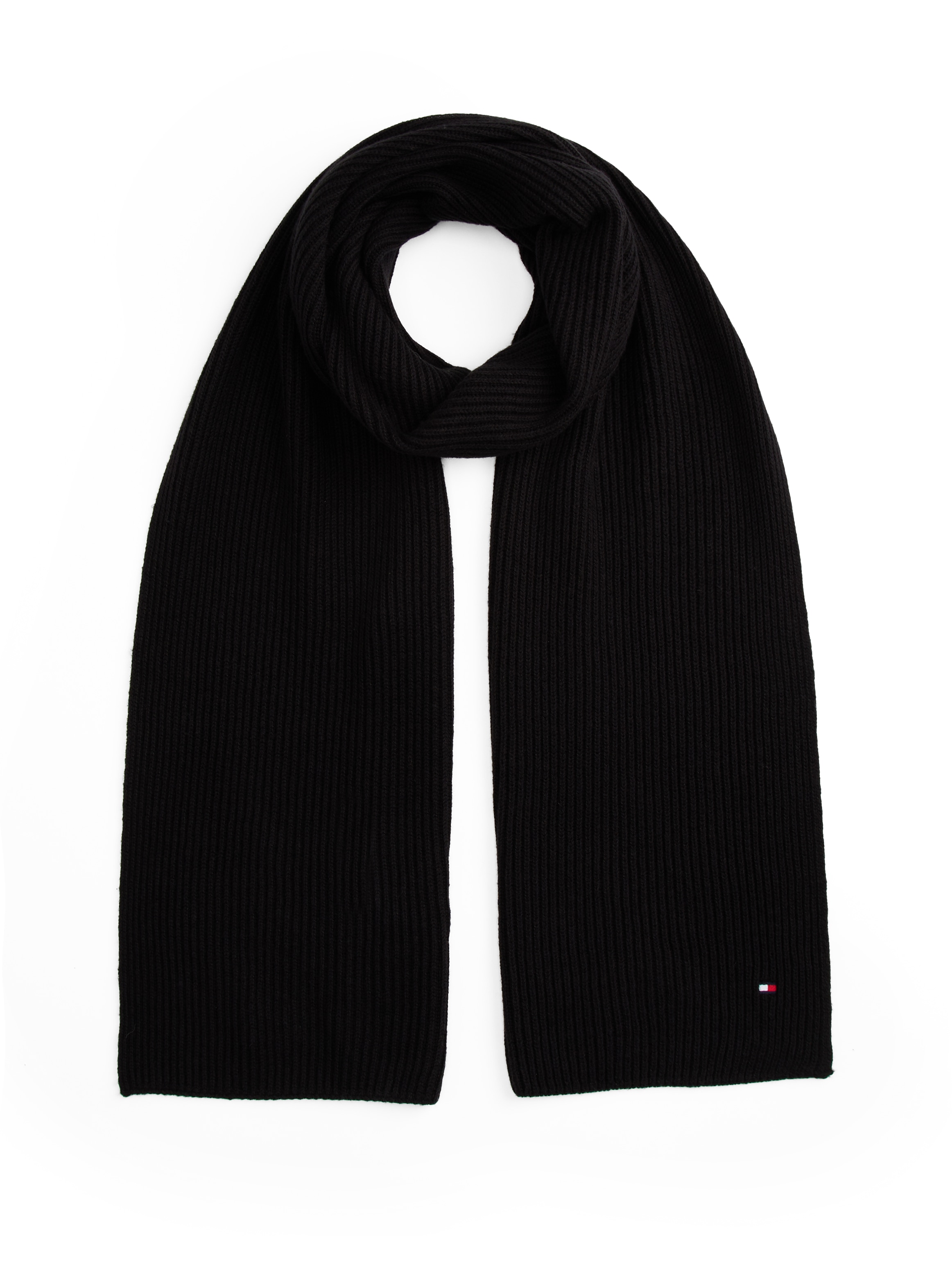 Tommy Hilfiger Écharpe tricotée »TH FLAG PIMA COTTON CASH SCARF« avec broderie logo, avec une part de cachemire Unisexe