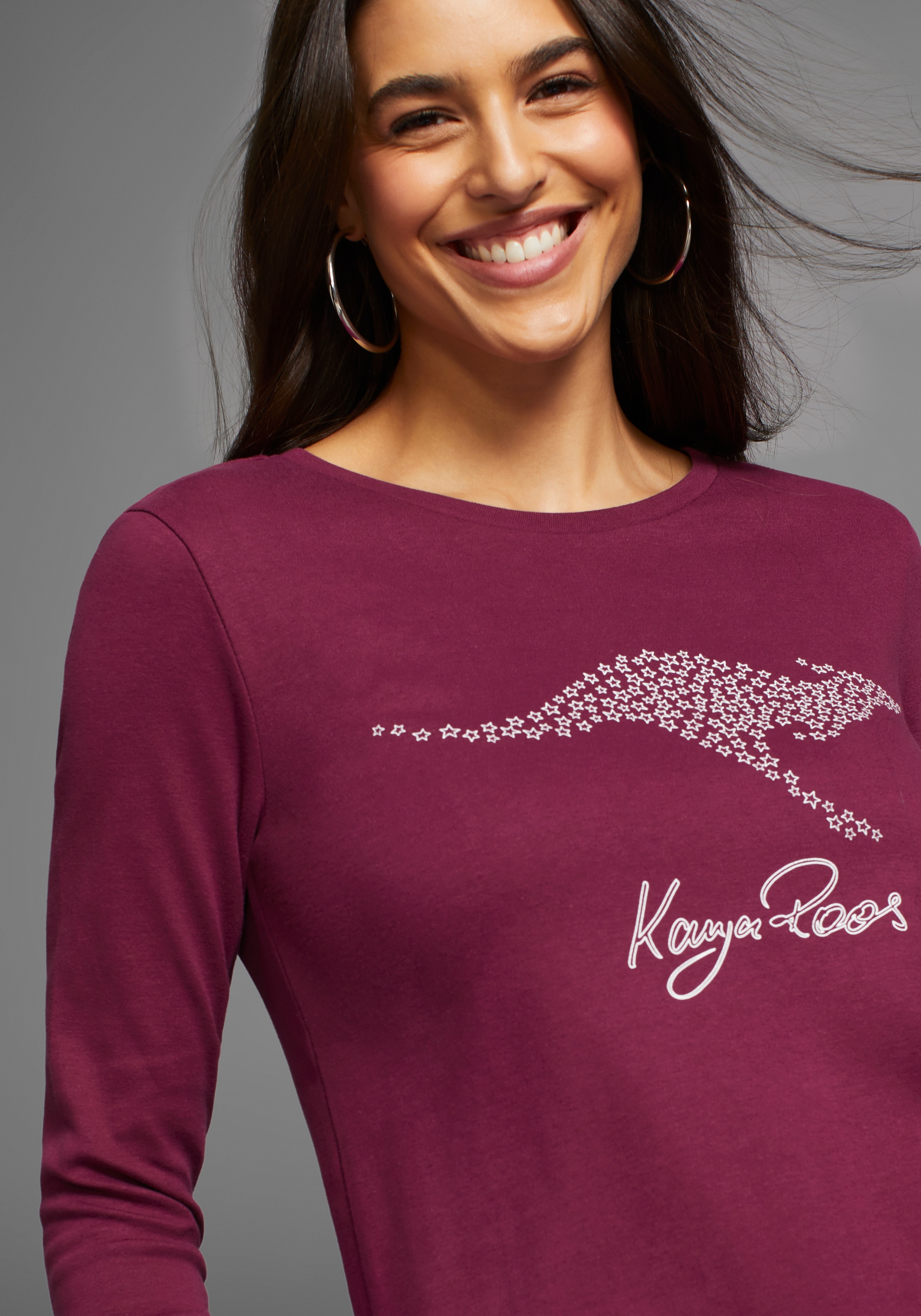 KangaROOS Sweatshirt, Langarm, figurumspielend, unifarben, mit Rundhalsausschnitt