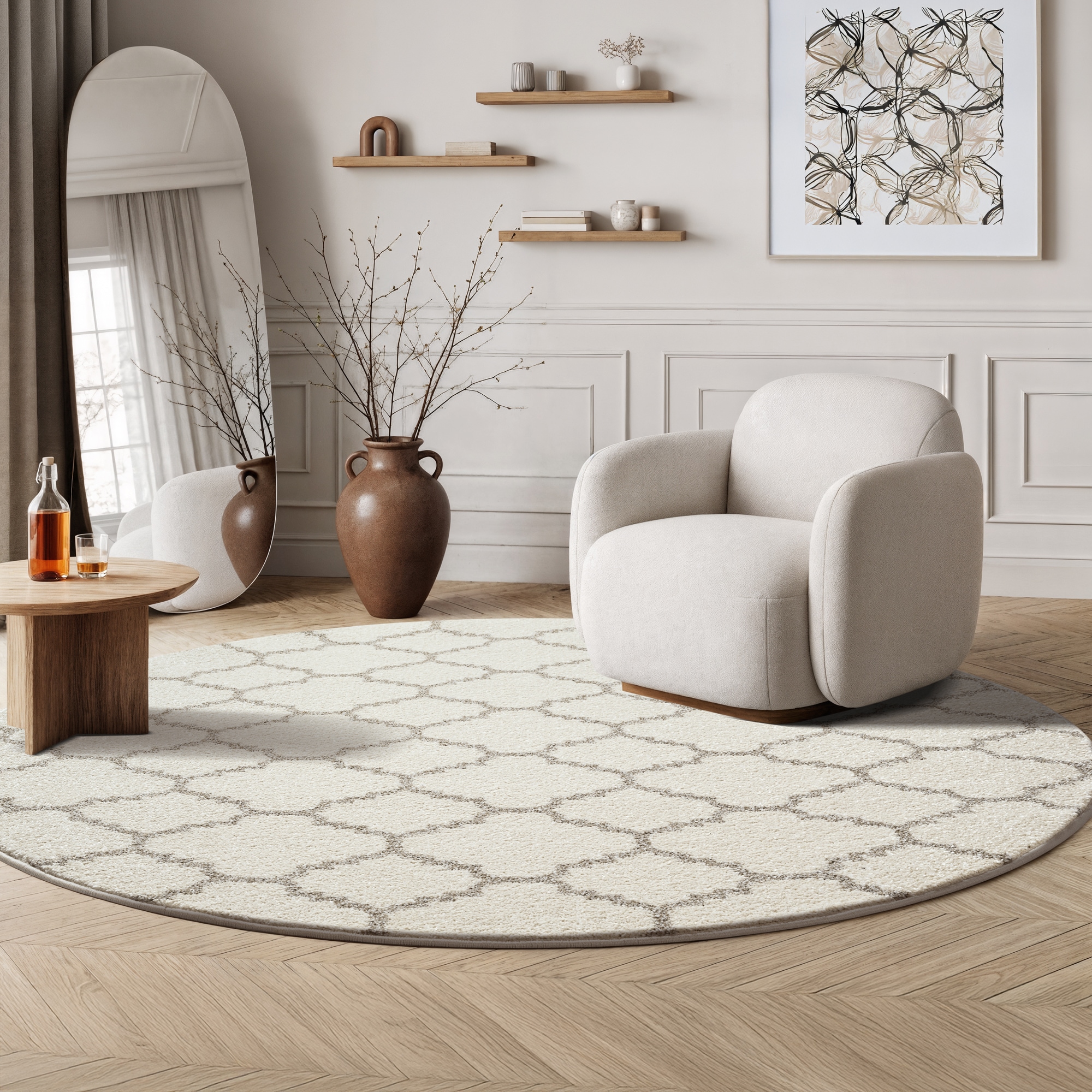 Sanat Teppich »Boho 8202  , auch als Läufer und in Rund« rund 10 mm Höhe Kurzflor, robust, Boho, Scandic, für Fussbodenheizung geeignet