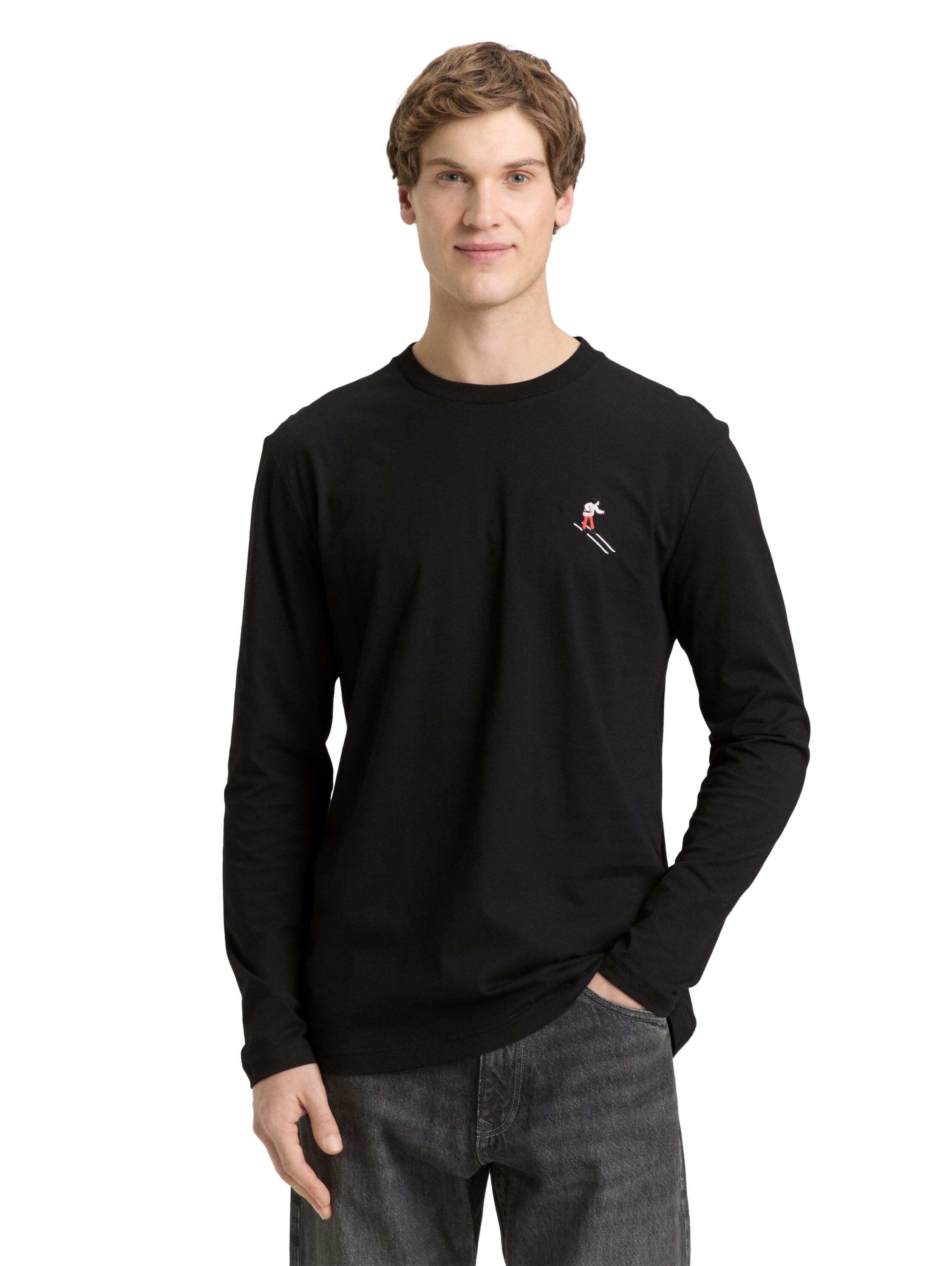 Image of TOM TAILOR Denim Langarmshirt mit Logo-Stickerei auf der Brust