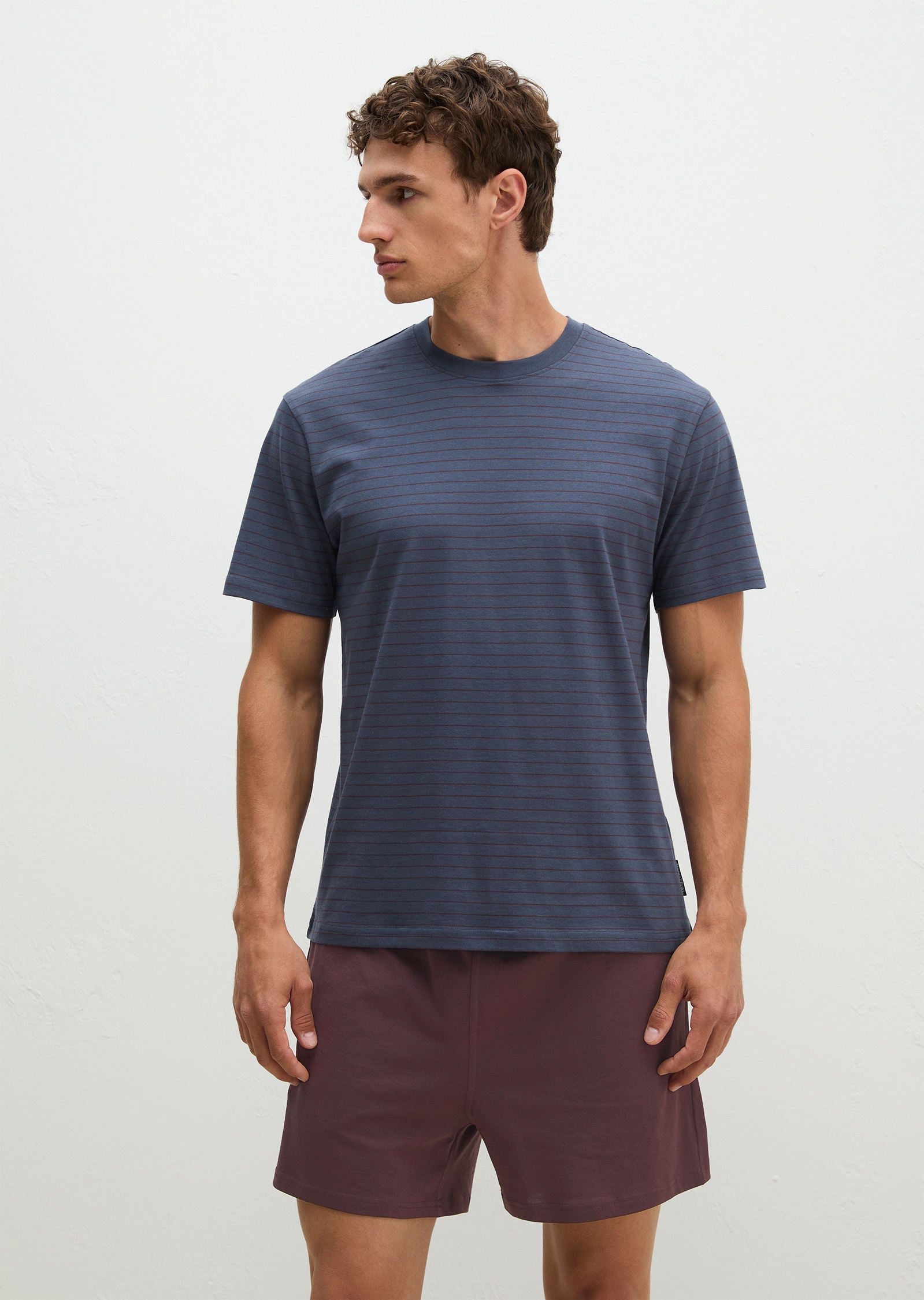 Image of Marc OPolo Shorty aus Baumwoll-Jersey, mit geometrischen Prints und feinen Streifen